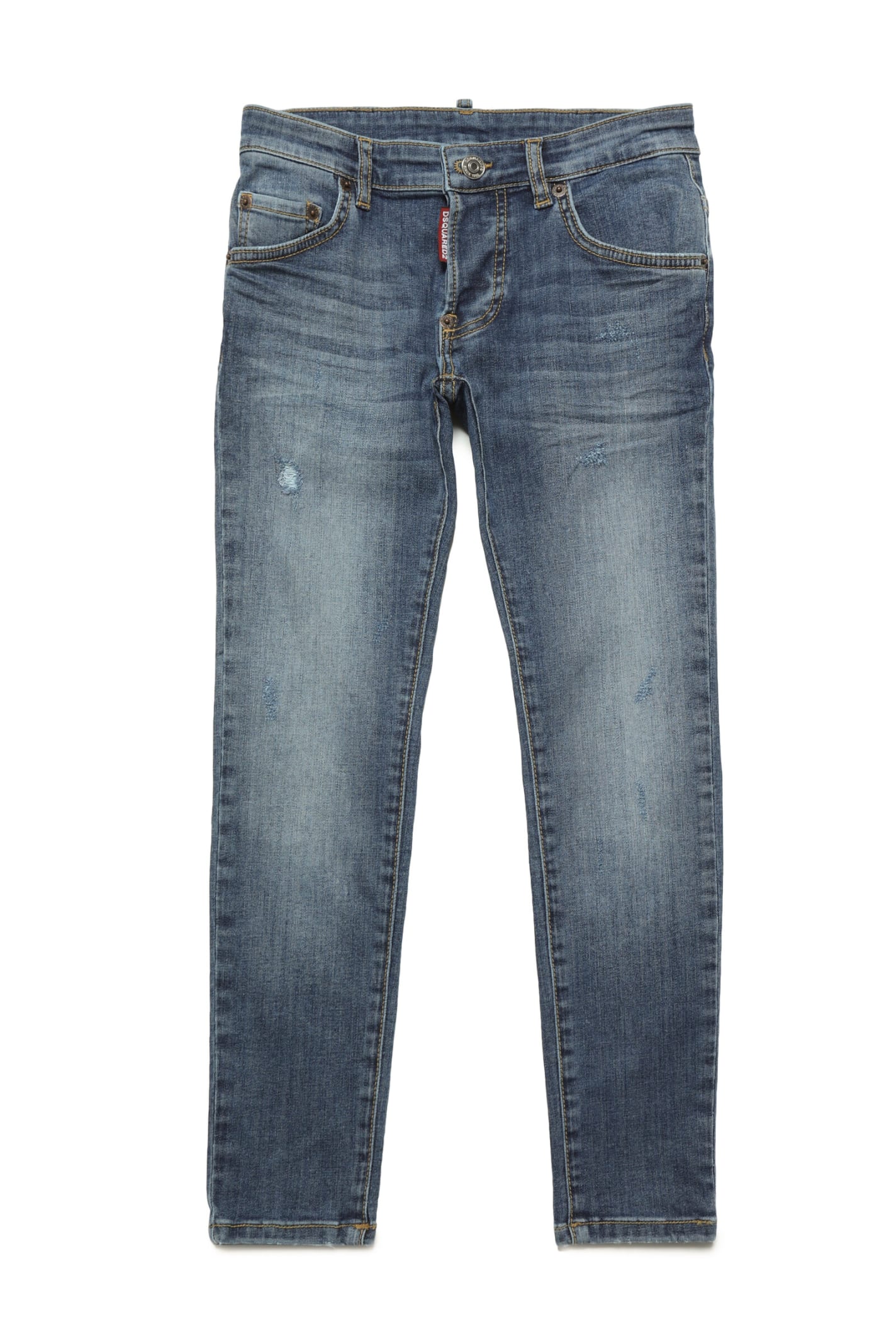 DSQUARED2 D2P118LM SKATER JEAN TROUSERS DSQUARED MEDIUM BLUE SKINNY SKATER JEANS SHADED WITH BREAKS