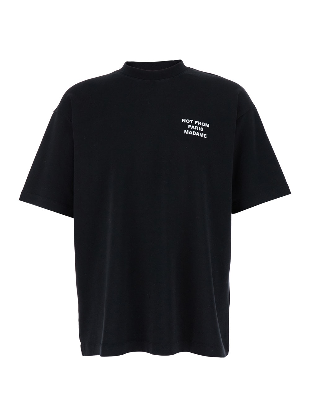 Black Crewneck T-shirt With Slogan Print On The Front And Back In Cotton Man