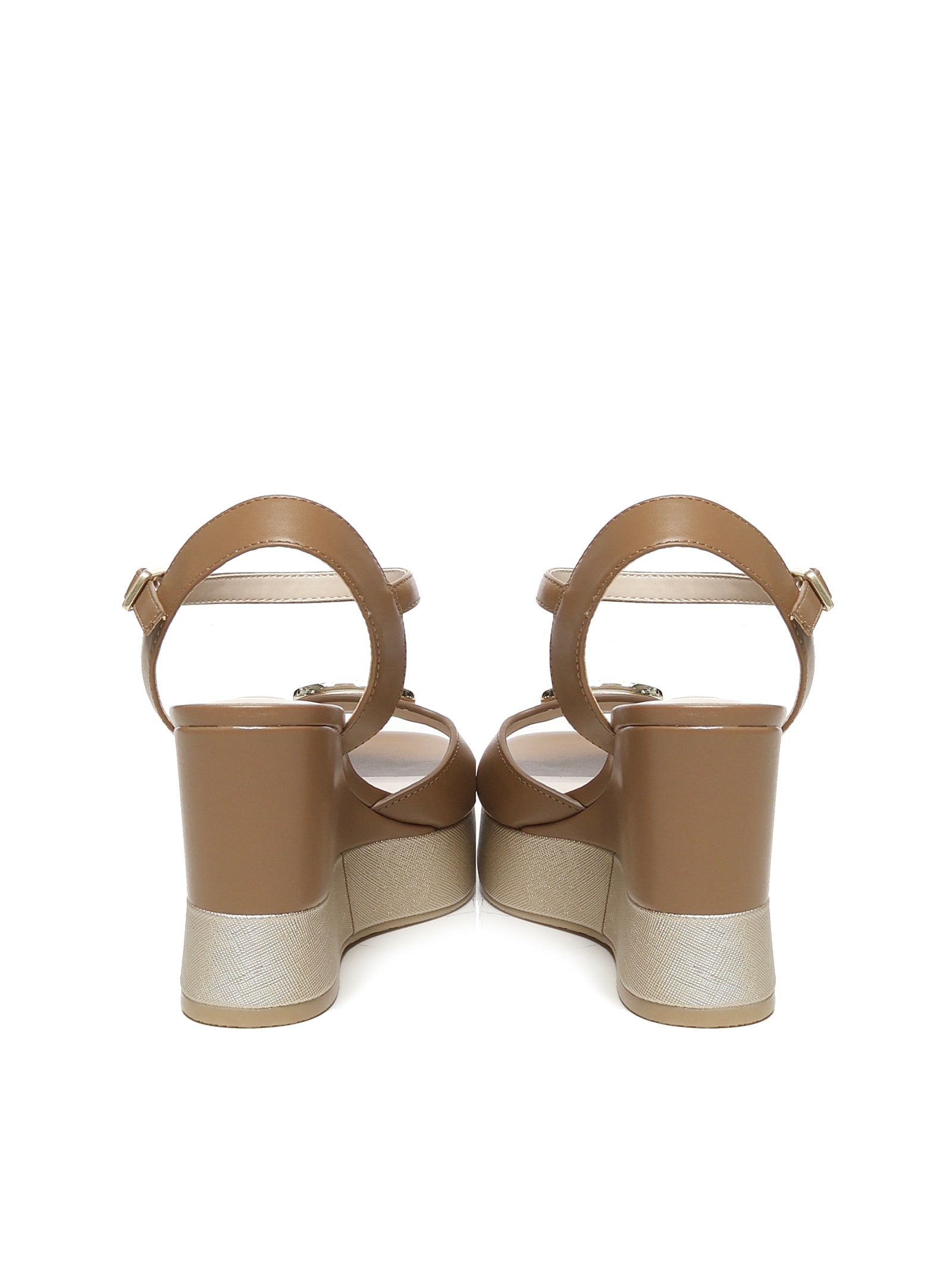Shop Liu •jo Leather Wedge Sandals