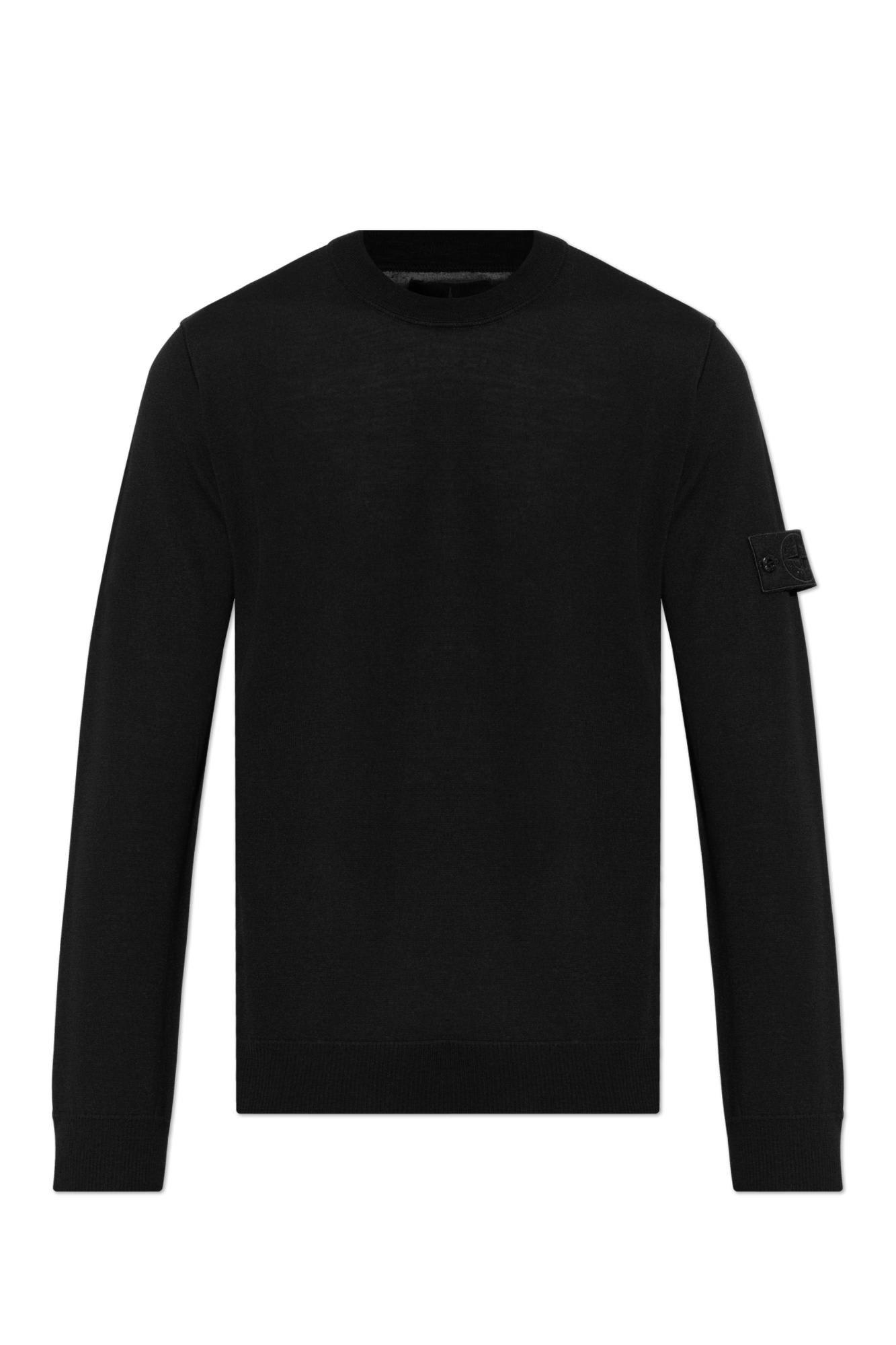 Stone Island Ribbed Crewneck Sweater With Long Sleeves In Black
