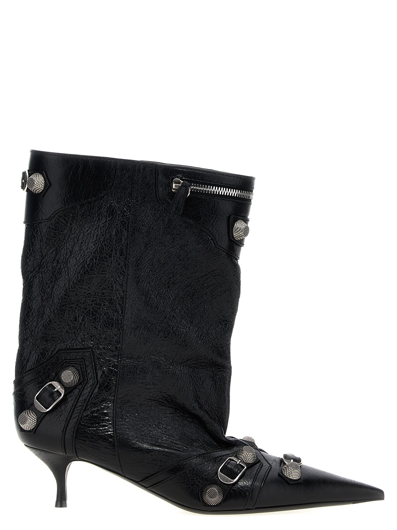 Shop Balenciaga Cagole Wide Ankle Boots In Black