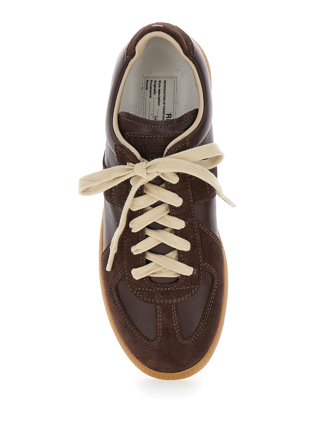 Shop Maison Margiela Replica Brown Low Top Sneakers In Suede And Leather Woman