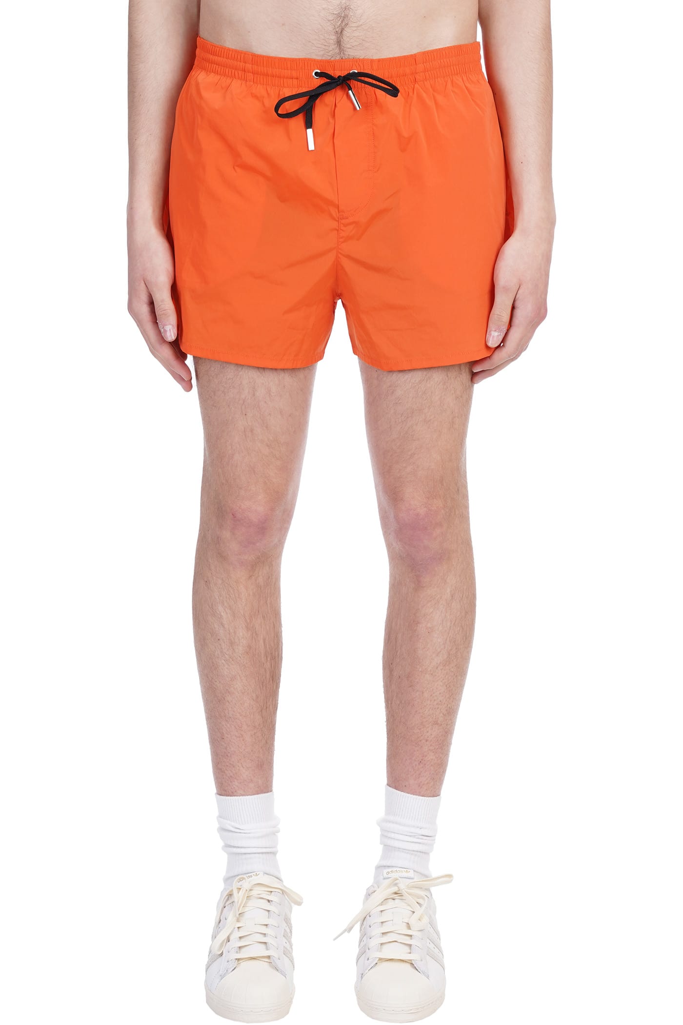 Dsquared2 Icon-print Drawstring Swim Shorts In Orange