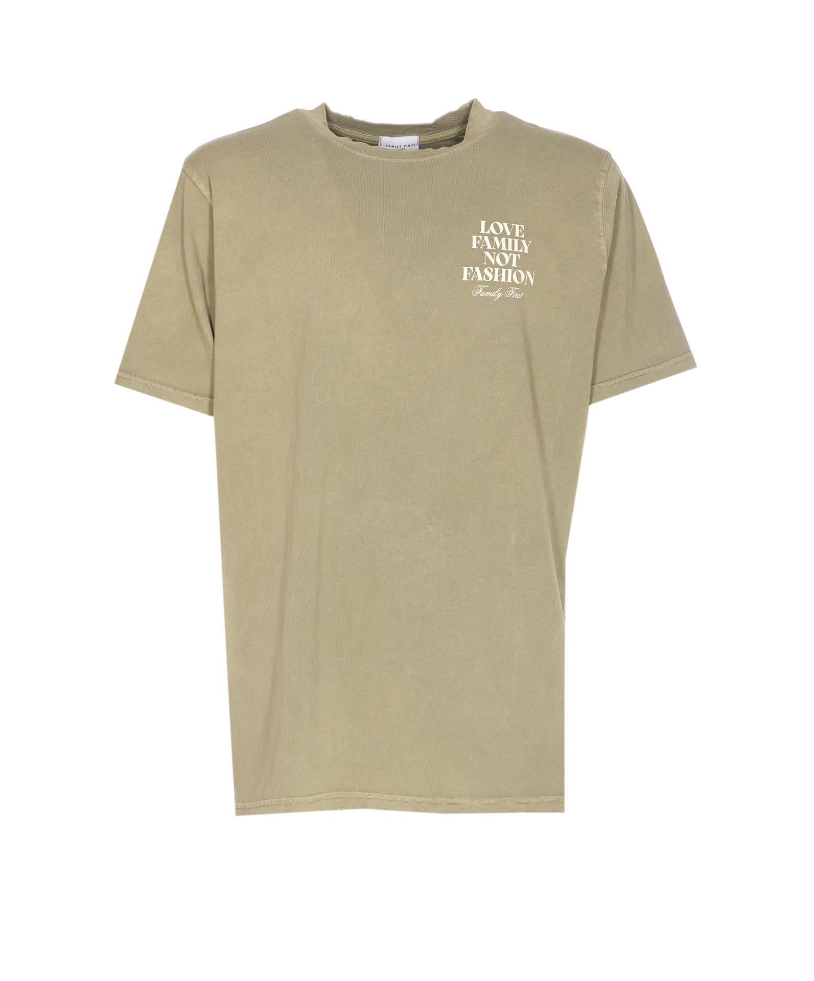 Family First Crew Neck Logo-print T-shirt In Green