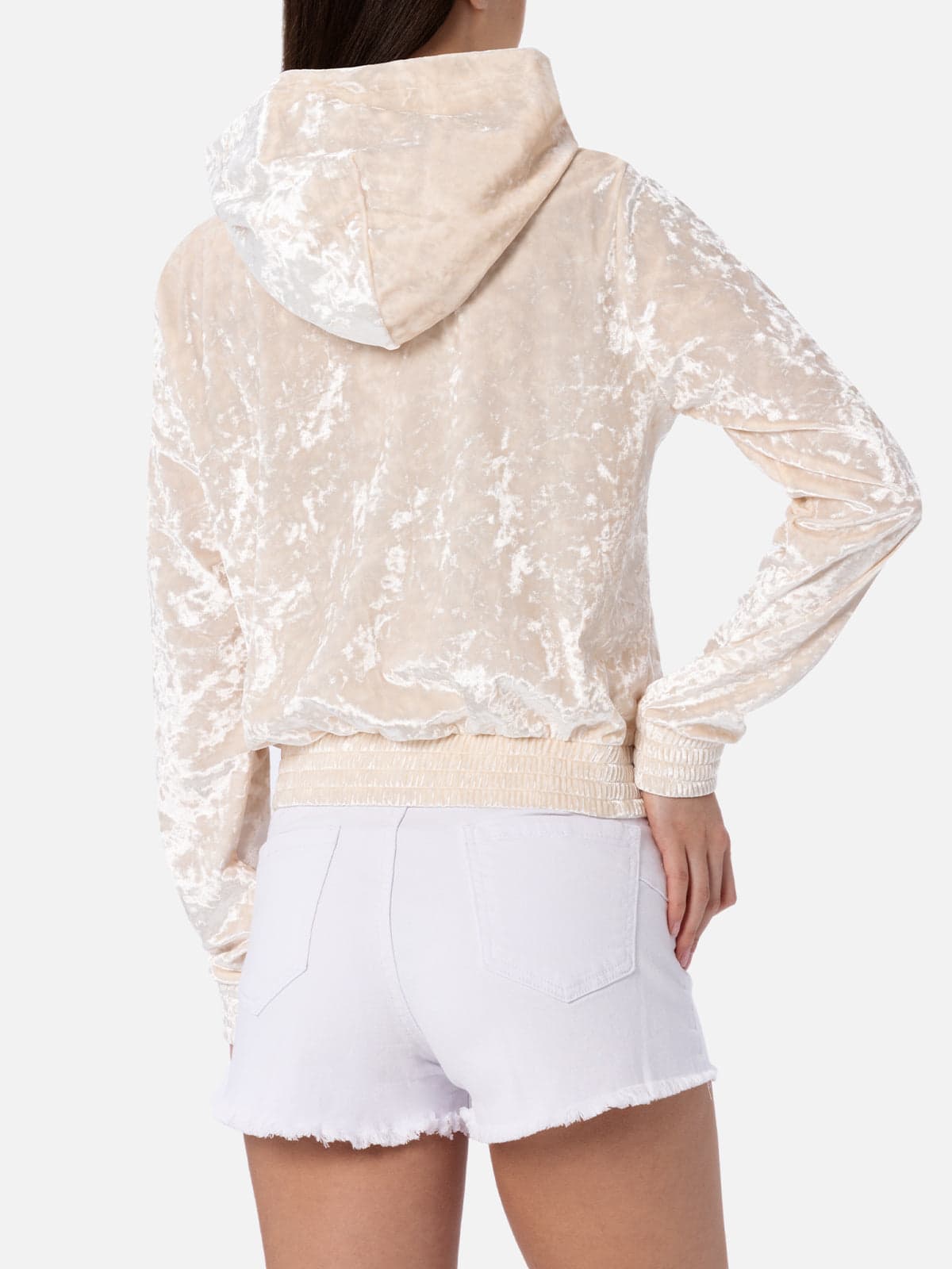 Mc2 Saint Barth Woman Chenille Zipped Hoodie Jasmine In White