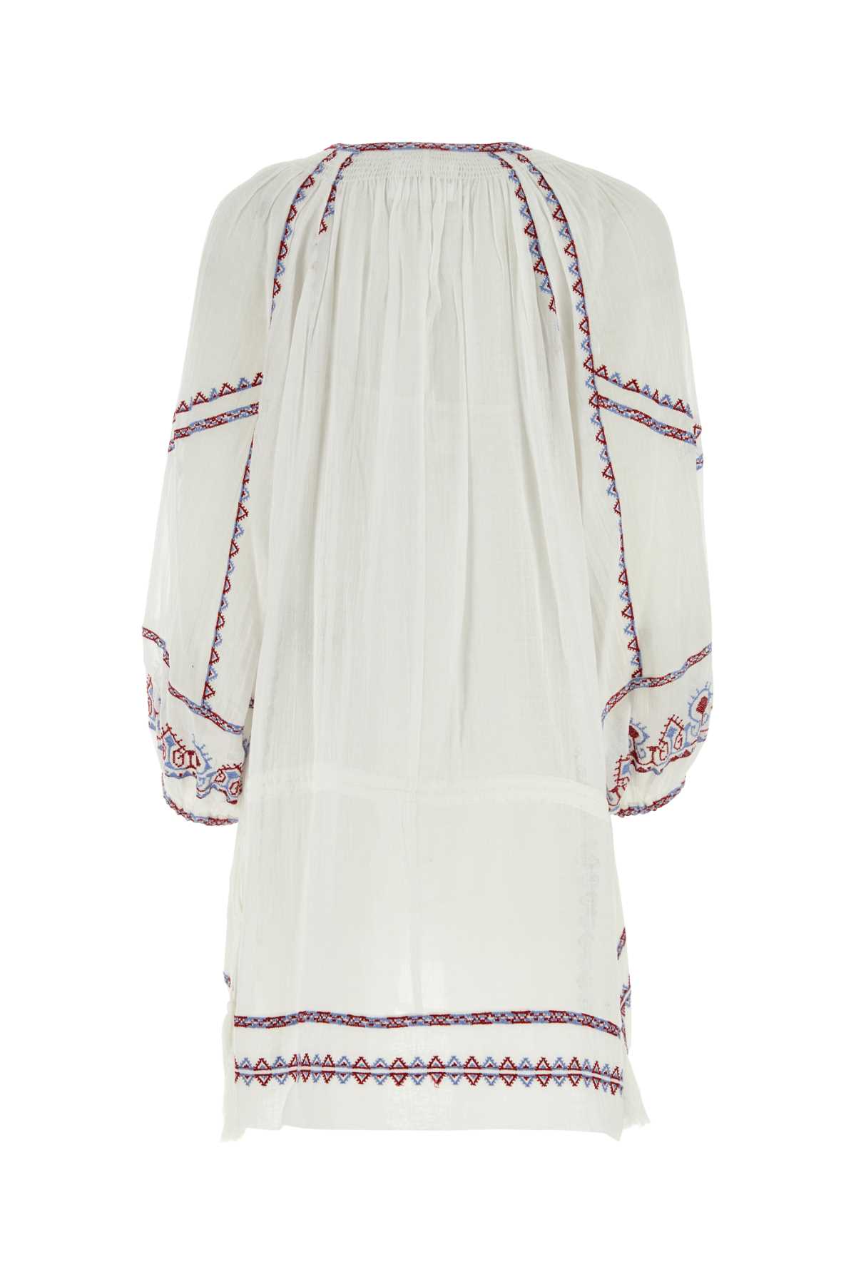 Marant Etoile Embroidered Cotton Parsley Mini Dress In White