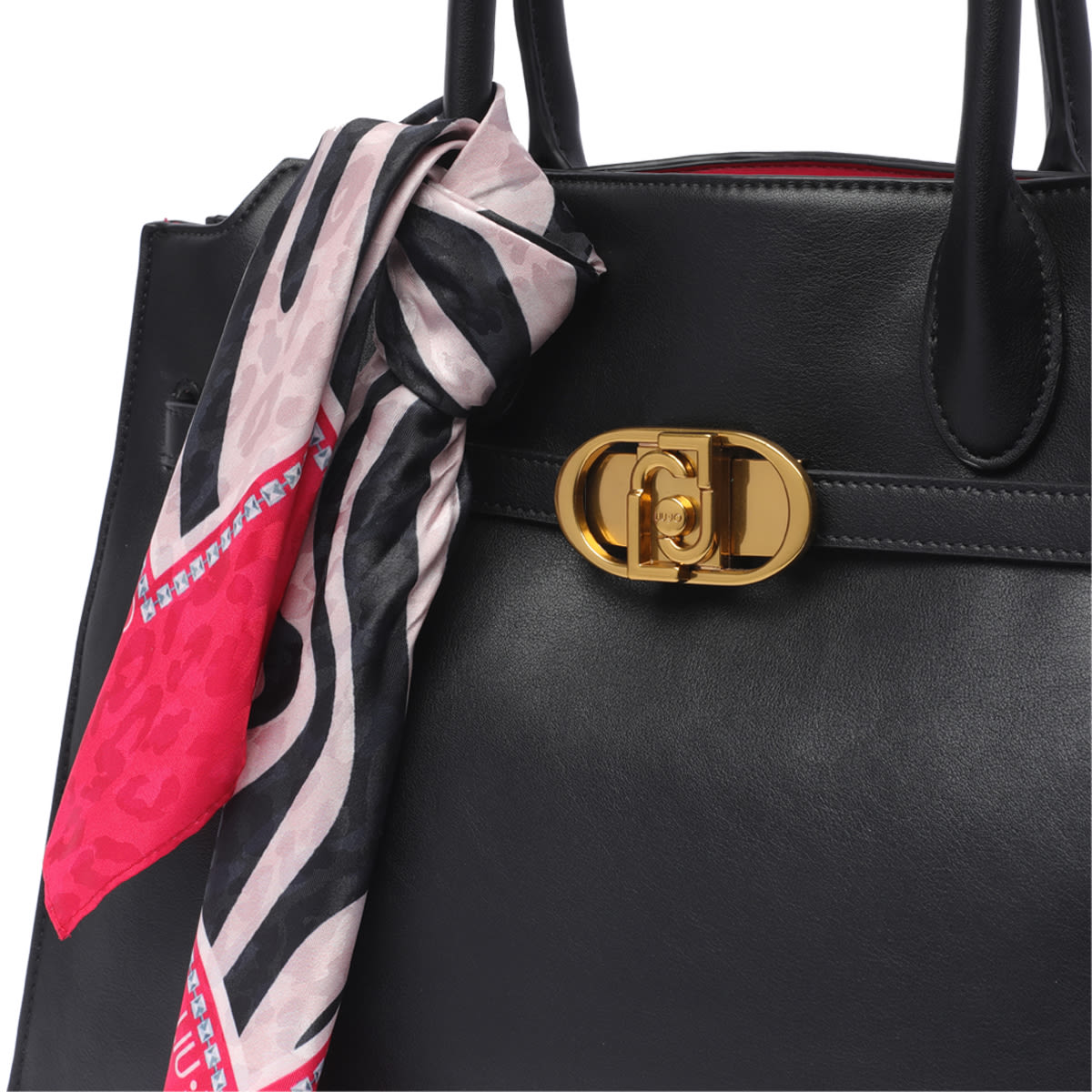 Shop Liu •jo Logo Satchel Bag In Nero