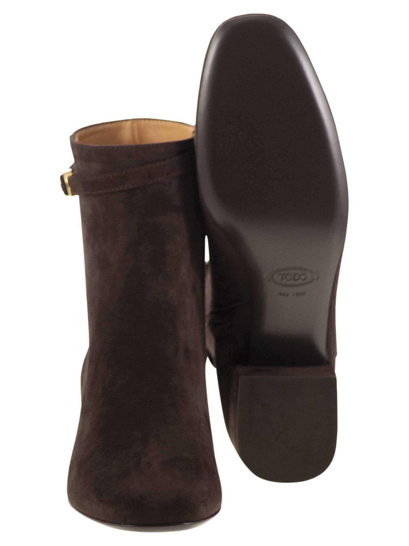 Tod's Suede Ankle Boots In Brown