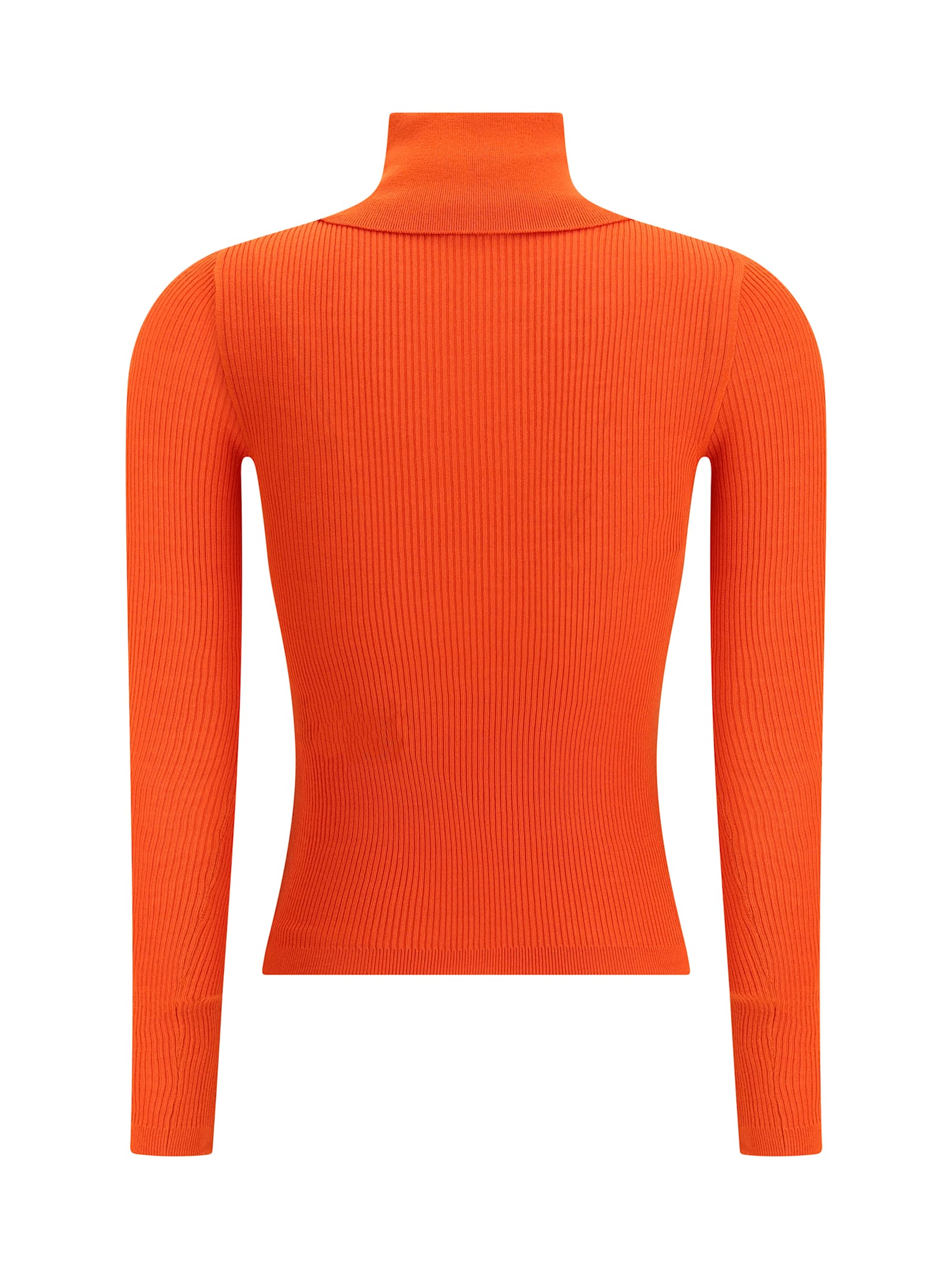 Saint Laurent Ribbed-knit Turtleneck Sweater In Orange