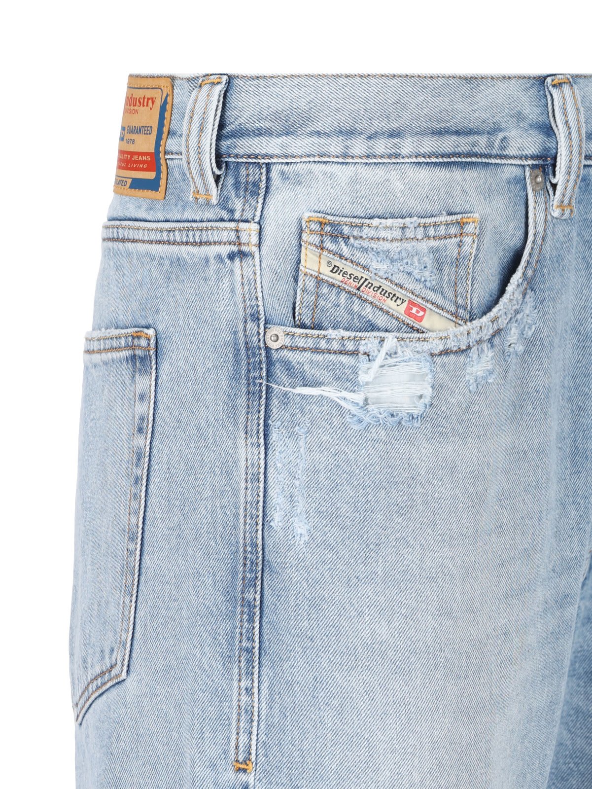 Shop Diesel Straight-leg Distressed Jeans In Denim