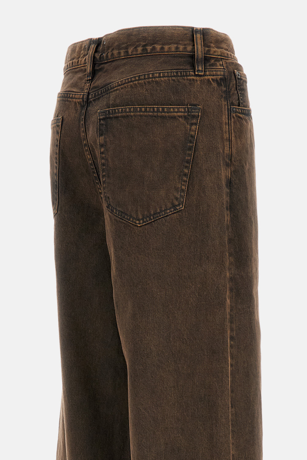 Frame The Collegiate Brown Jeans With Belt Loops And Wide Leg In Denim Woman In Brown
