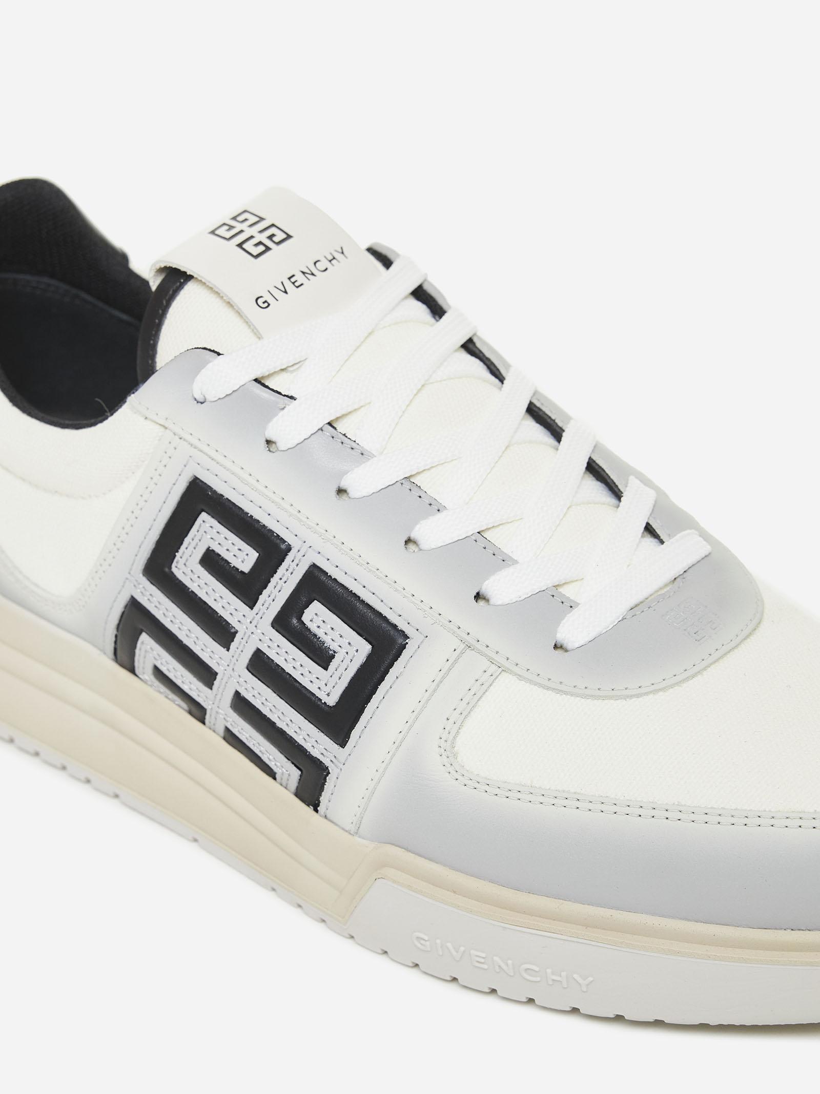 Shop Givenchy G4 Leather And Fabric Sneakers In White Black