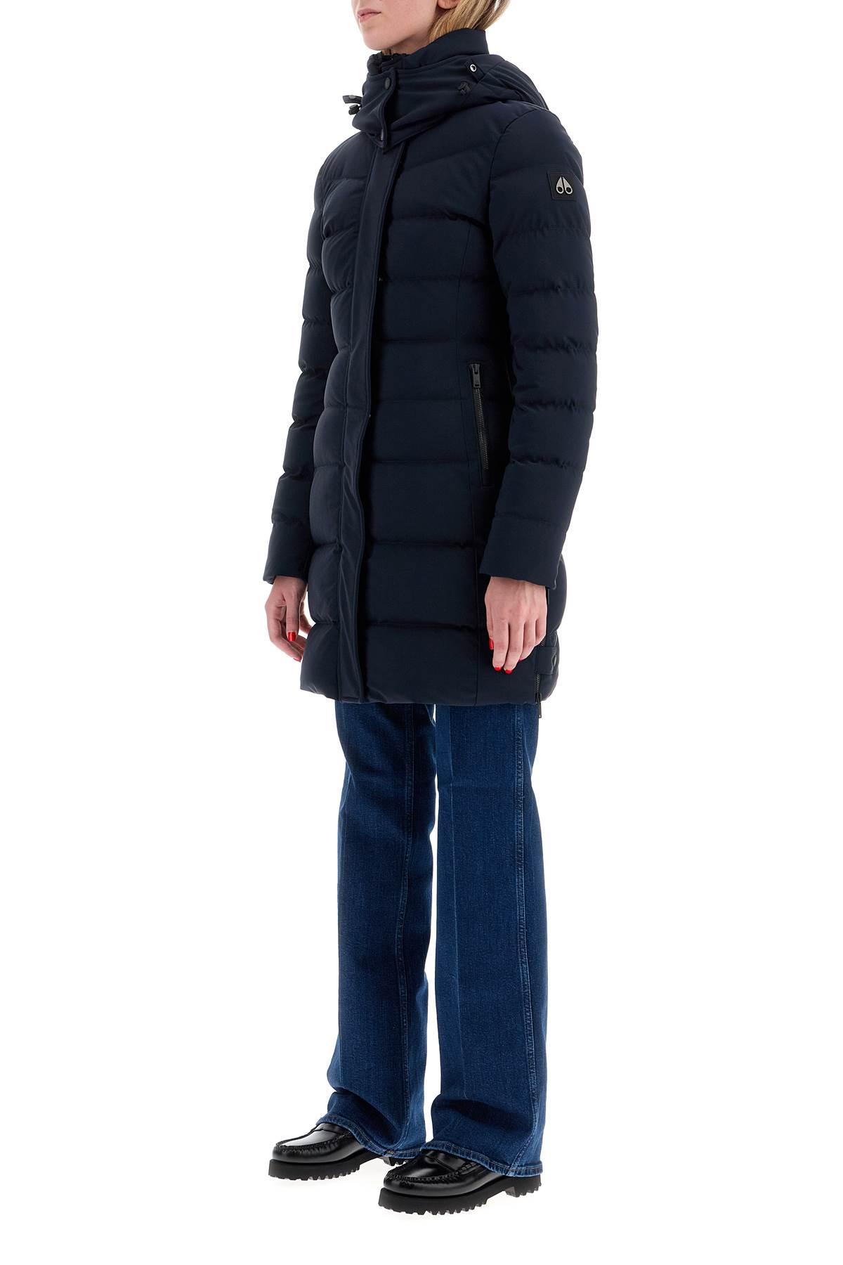 Shop Moose Knuckles Waterproof Parka With In Navy W/blk Sh (blue)