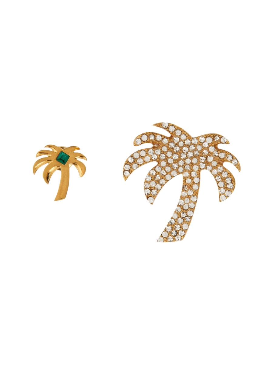 Shop Palm Angels Palm Earrings In Gold