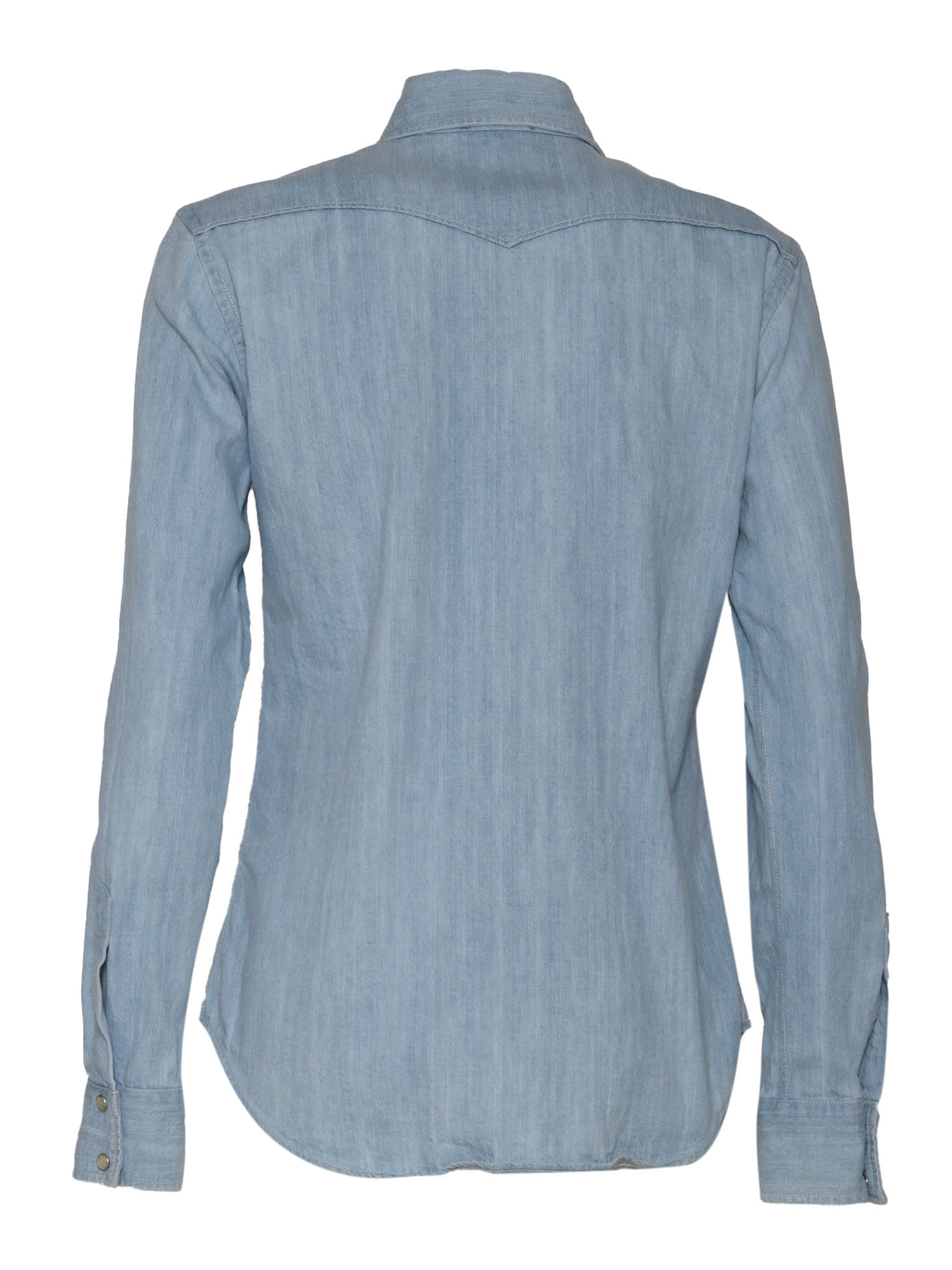 Mazzarelli Denim Athena Shirt With Side Pockets In Blue