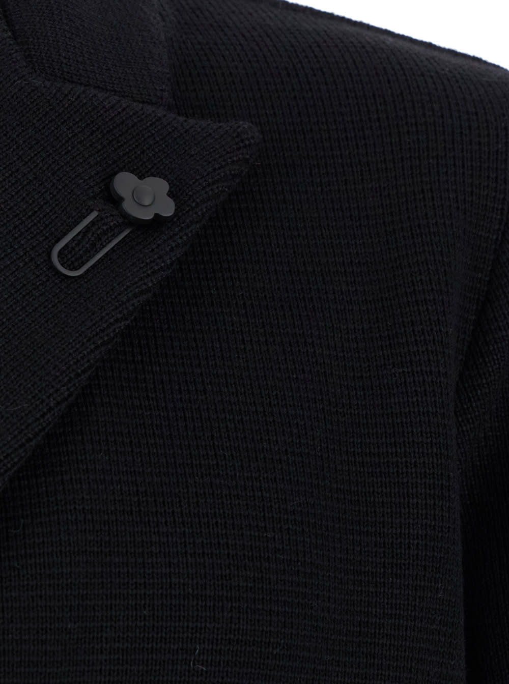 Shop Lardini Black Double-breasted Jacket With Peak Revers In Wool Man