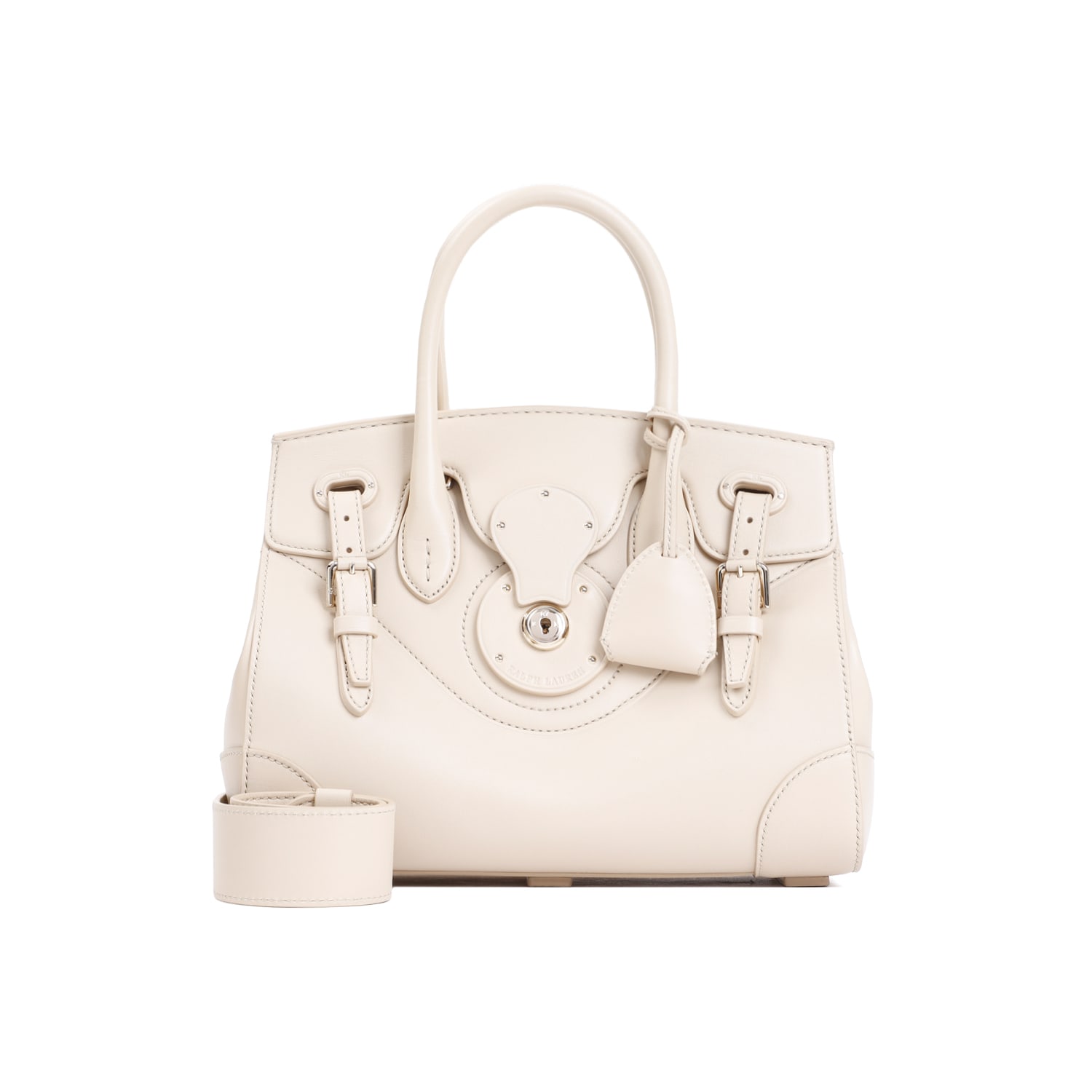 Shop Ralph Lauren Ricky Calf Leather Handbag In Fawn