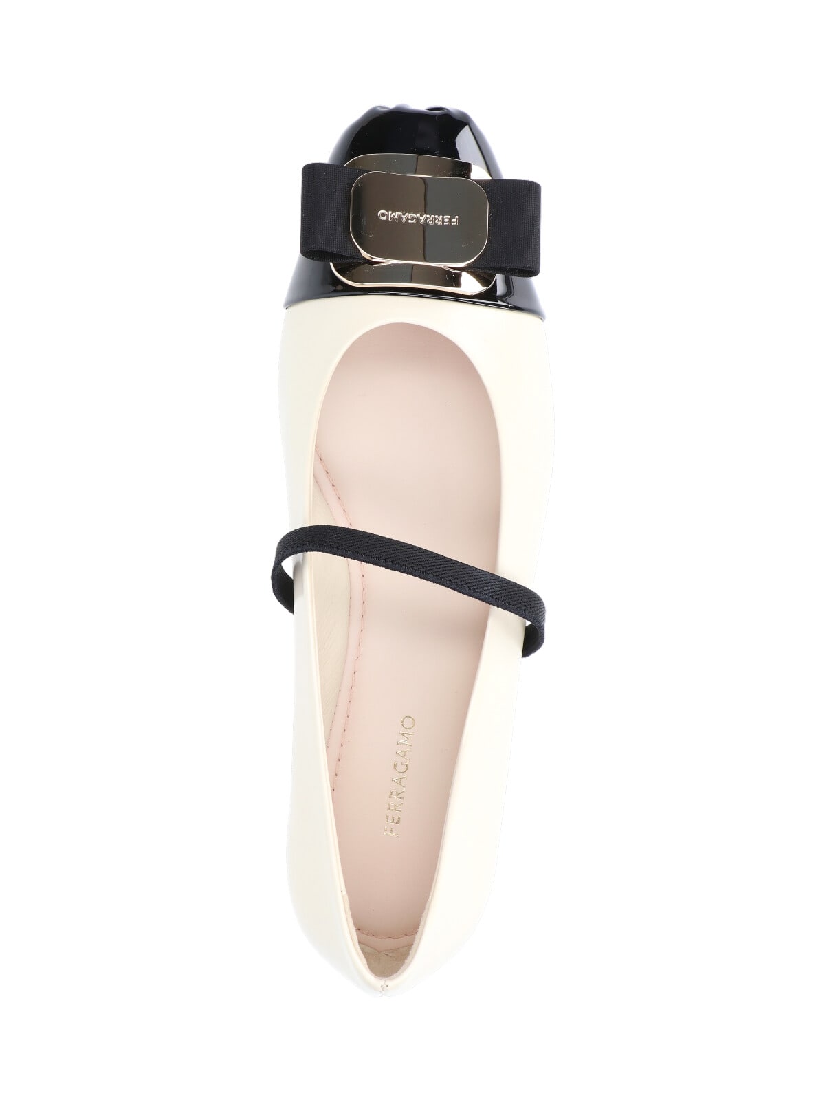 Shop Ferragamo Vara Ballet Flats In White