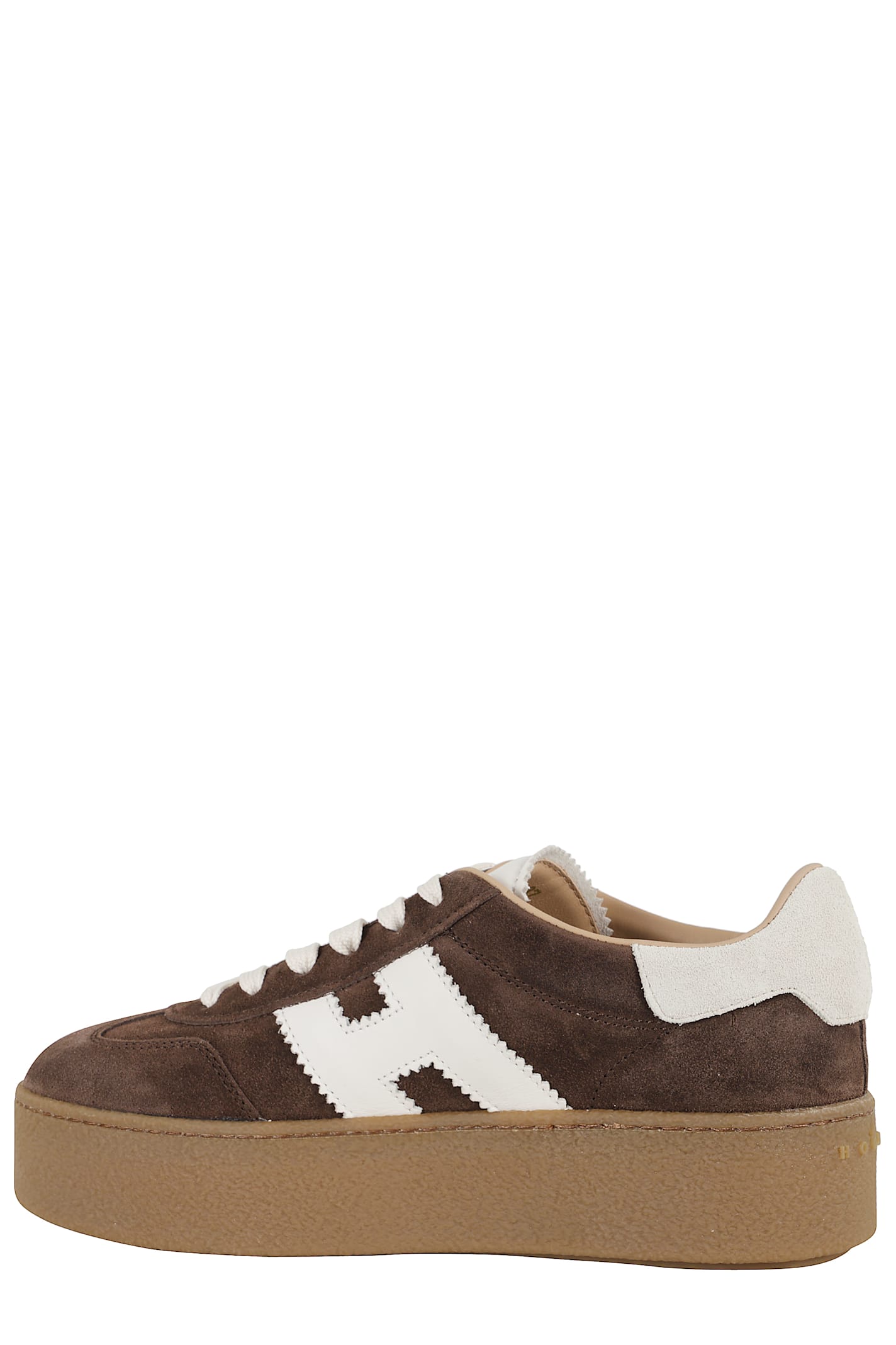 Hogan Chocolate Brown Suede Platform Sneakers With Lace-up Closure And H Logo Detail In Brown