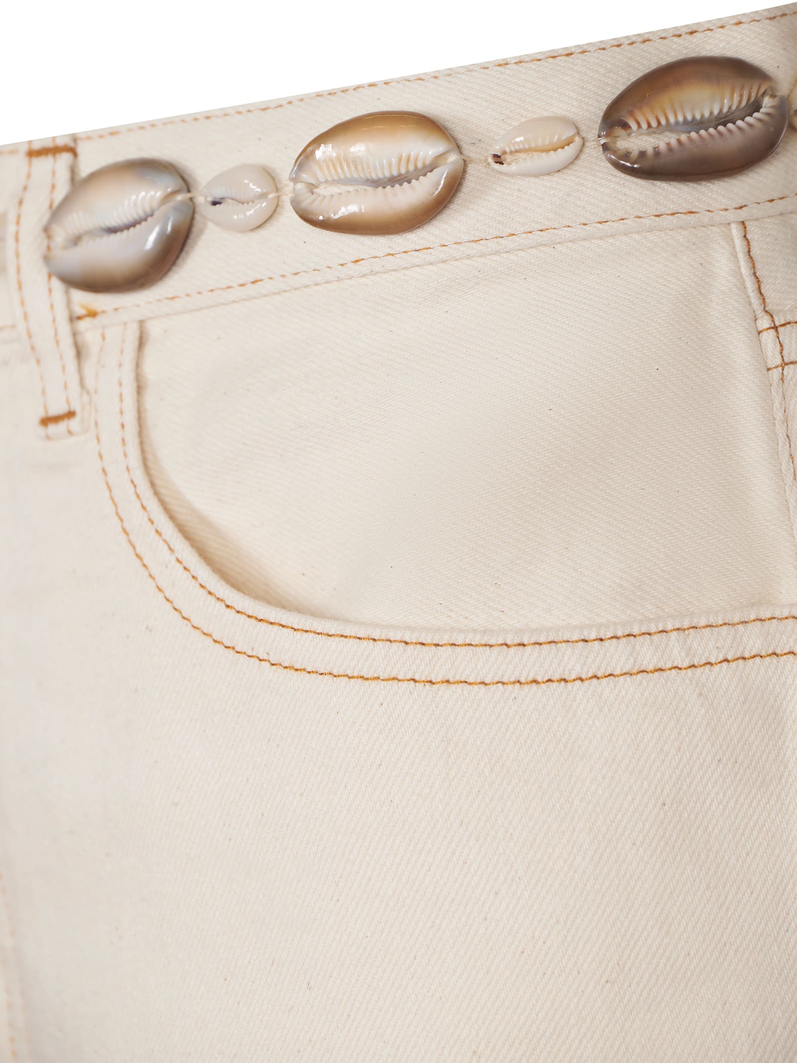 Alanui Sand Denim Ocean Dream Shorts In Neutral