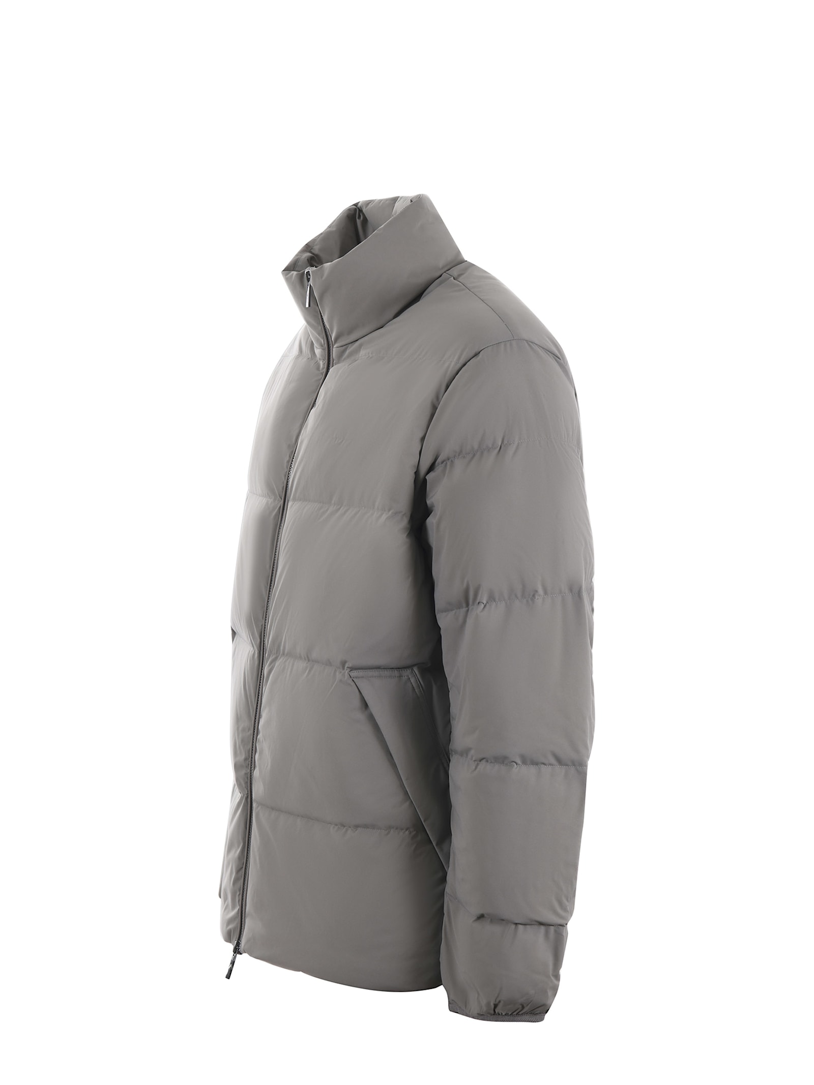 Shop Emporio Armani Quilted Nylon Down Jacket In Grey