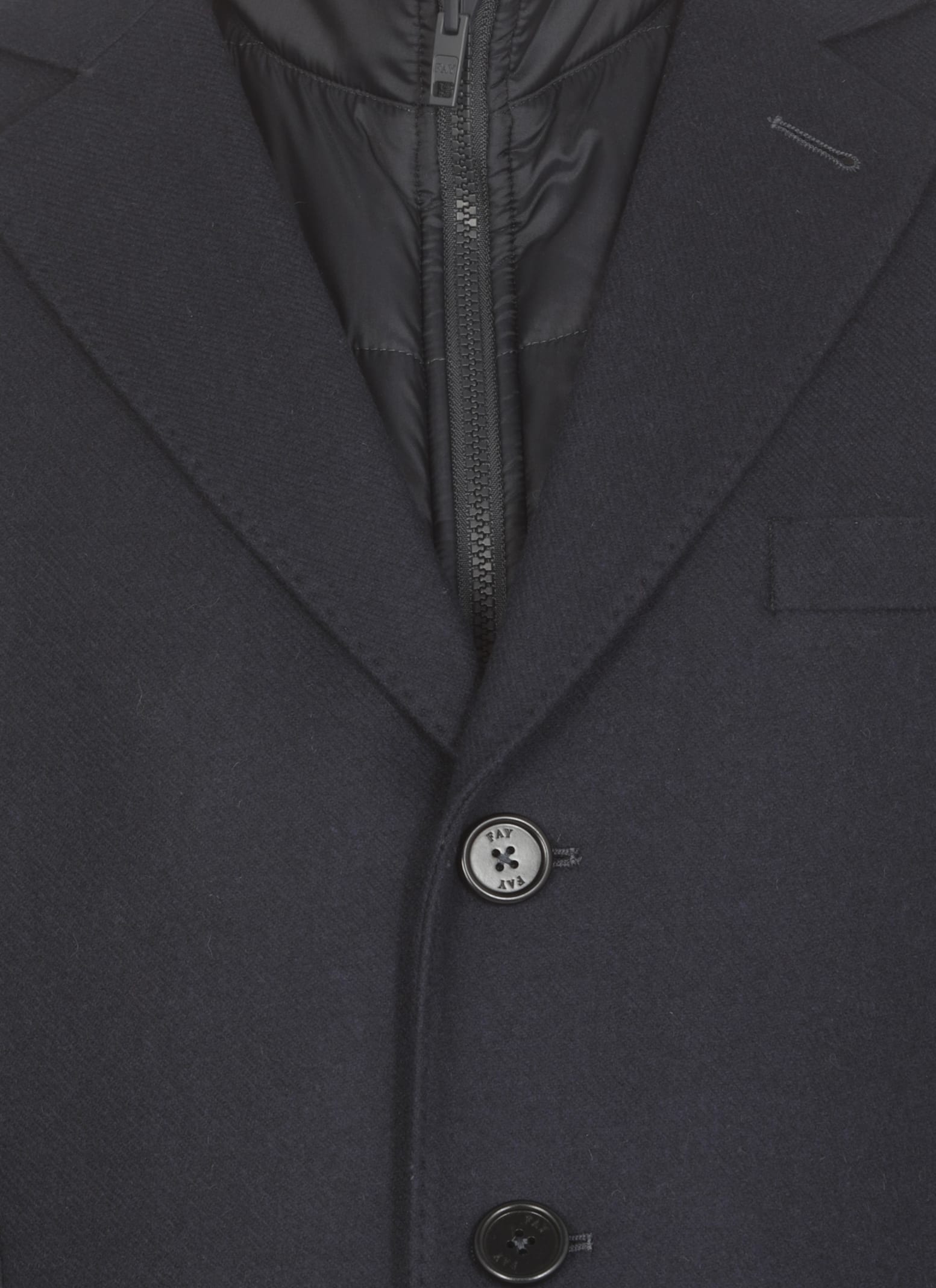 Fay Three-button Detachable-collar Coat In Blue