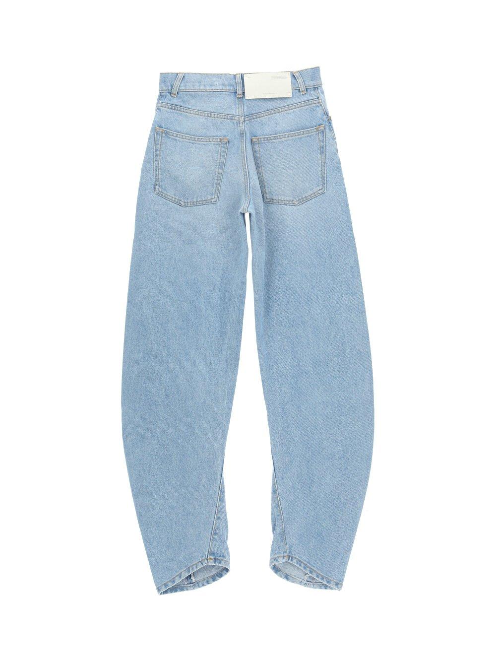 Off-white Bleach Twist Banana Jeans In Light Blue