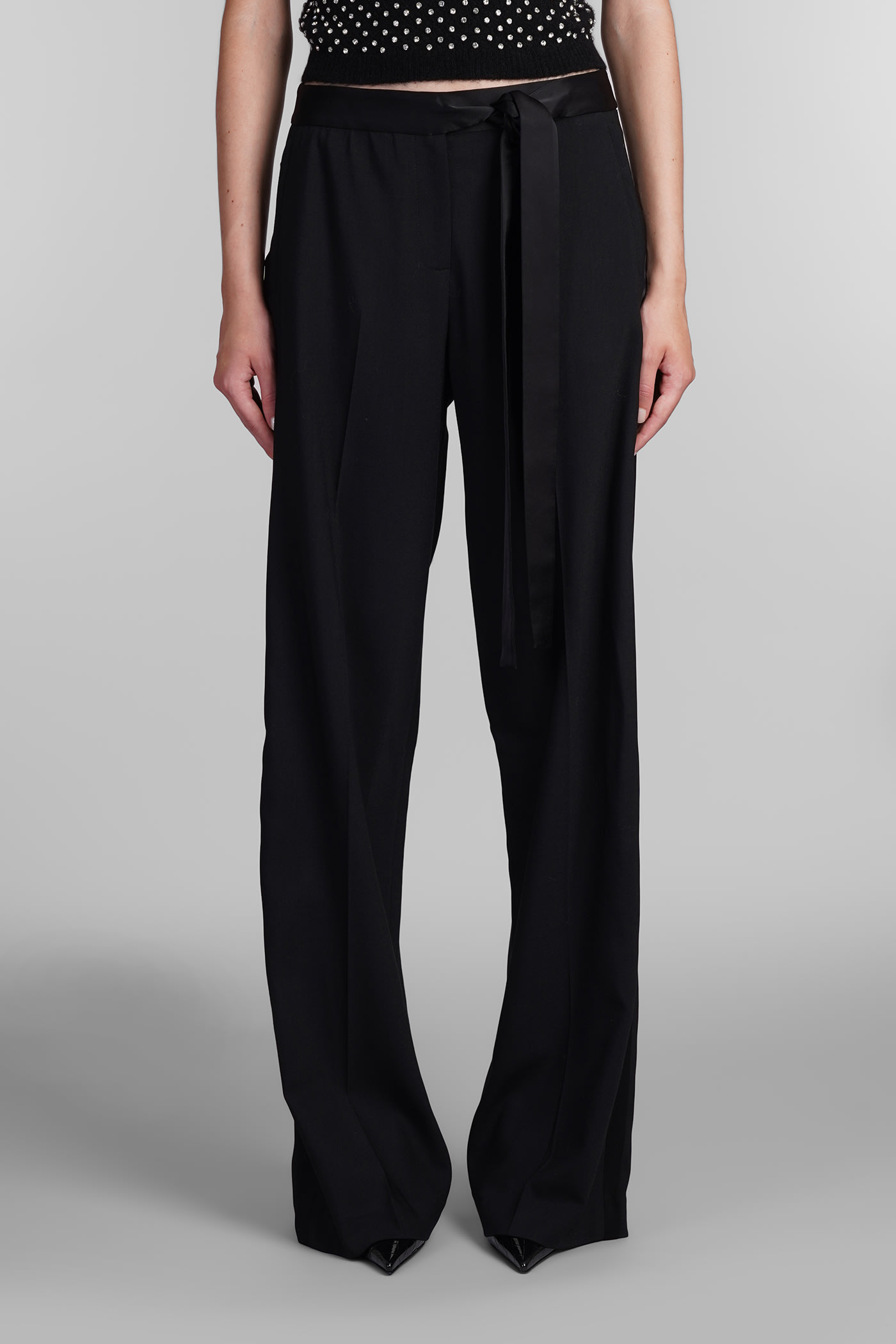 Shop David Koma Pants In Black Wool