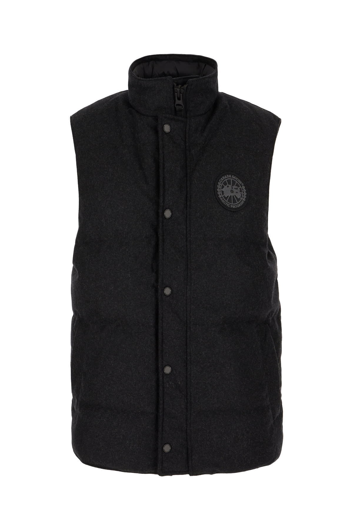 Shop Canada Goose Charcoal Wool Blend Garson Sleeveless Down Jacket In Carbon Melange