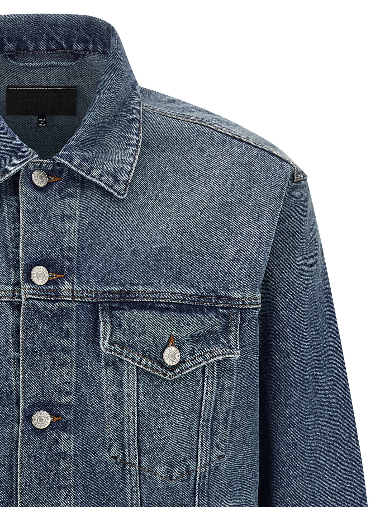 Mm6 Maison Margiela Denim Jacket With Long Sleeves And Chest Pockets In Blue