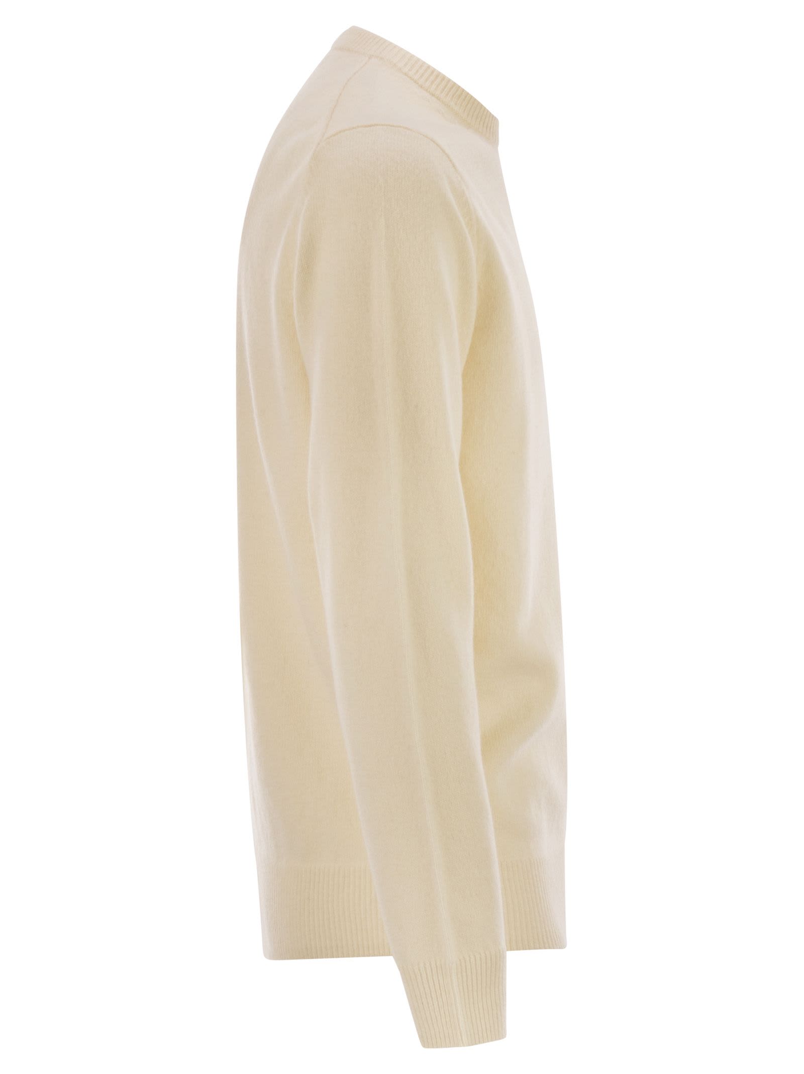 Mc2 Saint Barth Regent - Lambswool Crew Neck Jumper In White