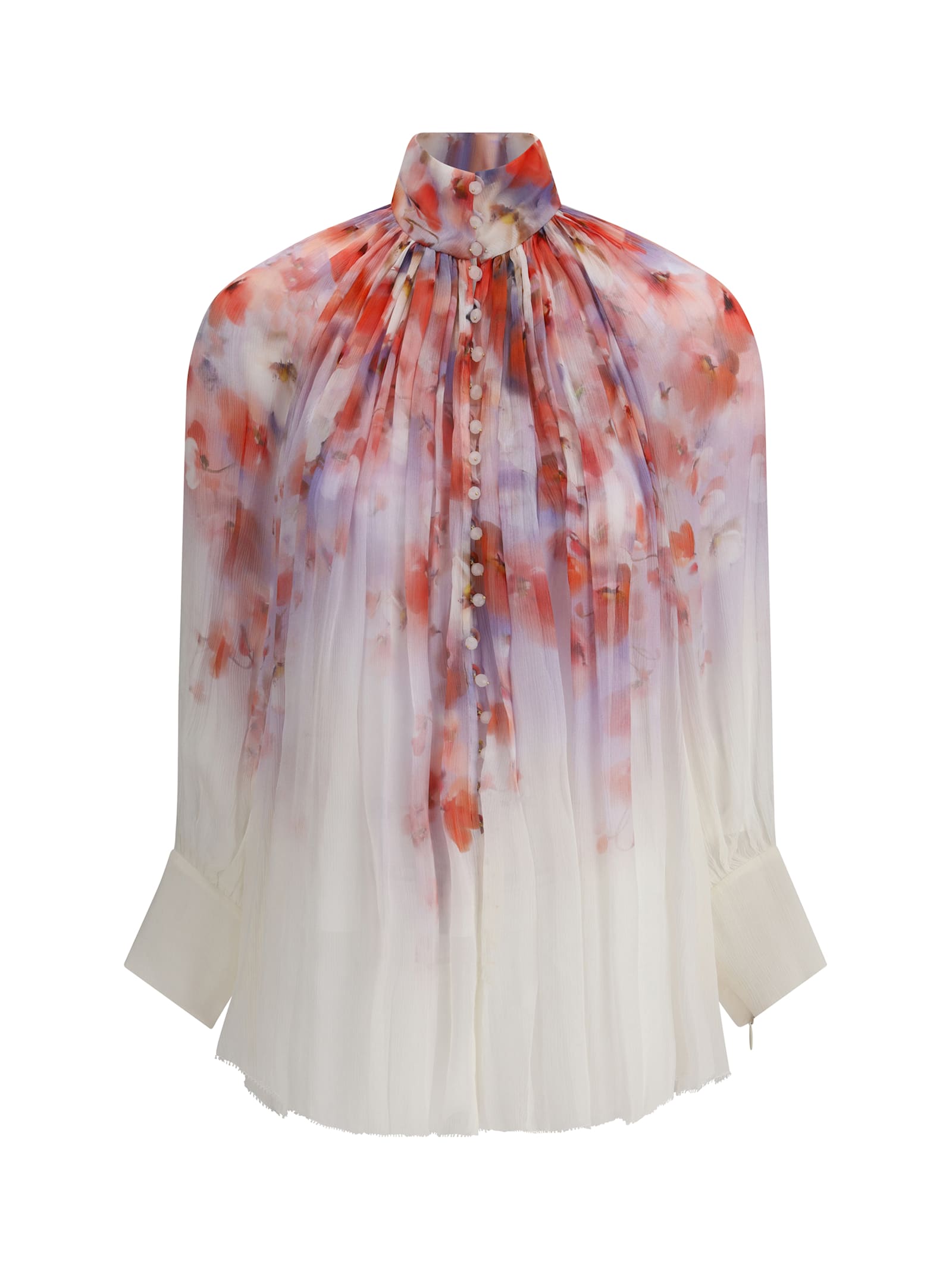 Zimmermann Floral Print Crush Blouse In Neutral