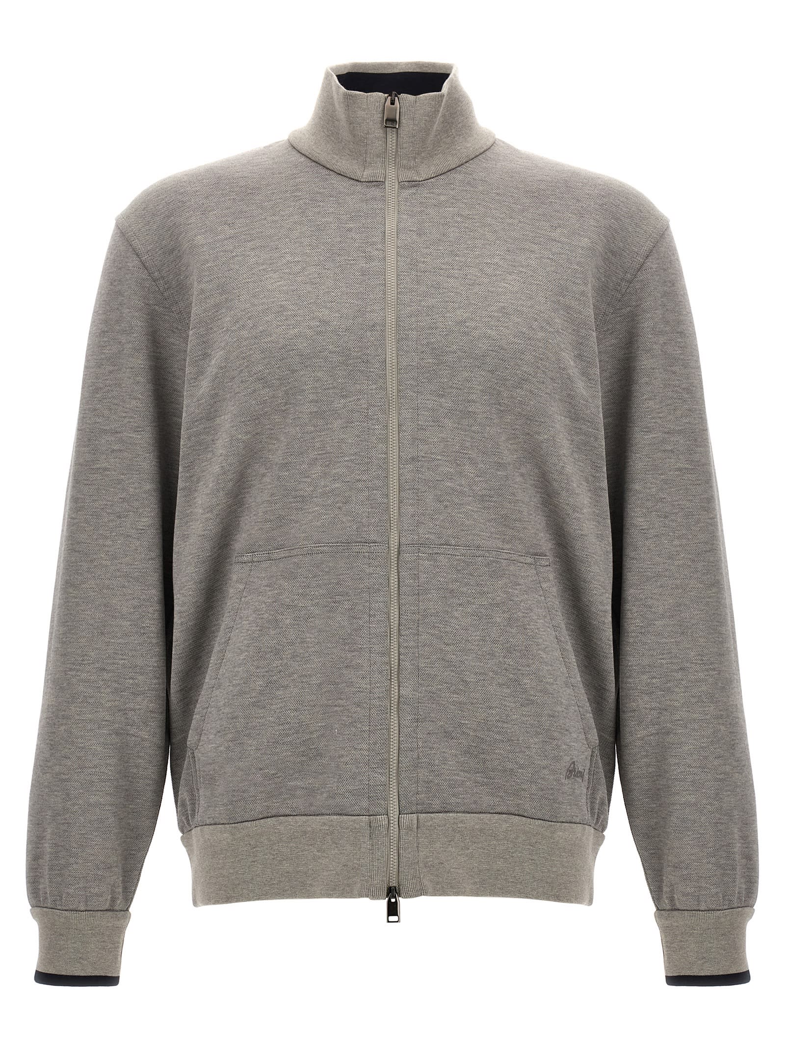 Shop Brioni Processed Cotton Sweatshirt In Gray