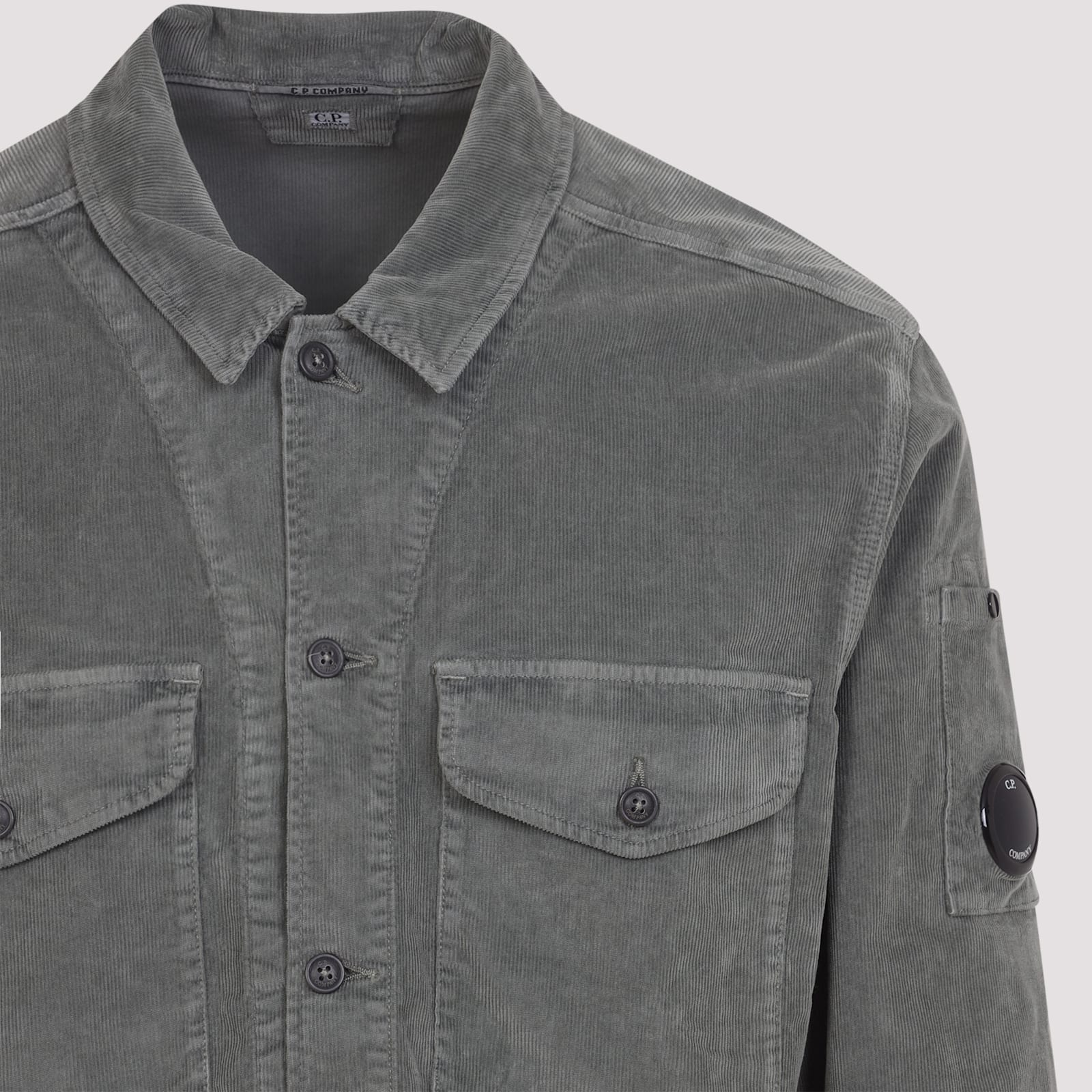 C.p. Company Corduroy Overshirt With Long Sleeves And Pockets In Gray