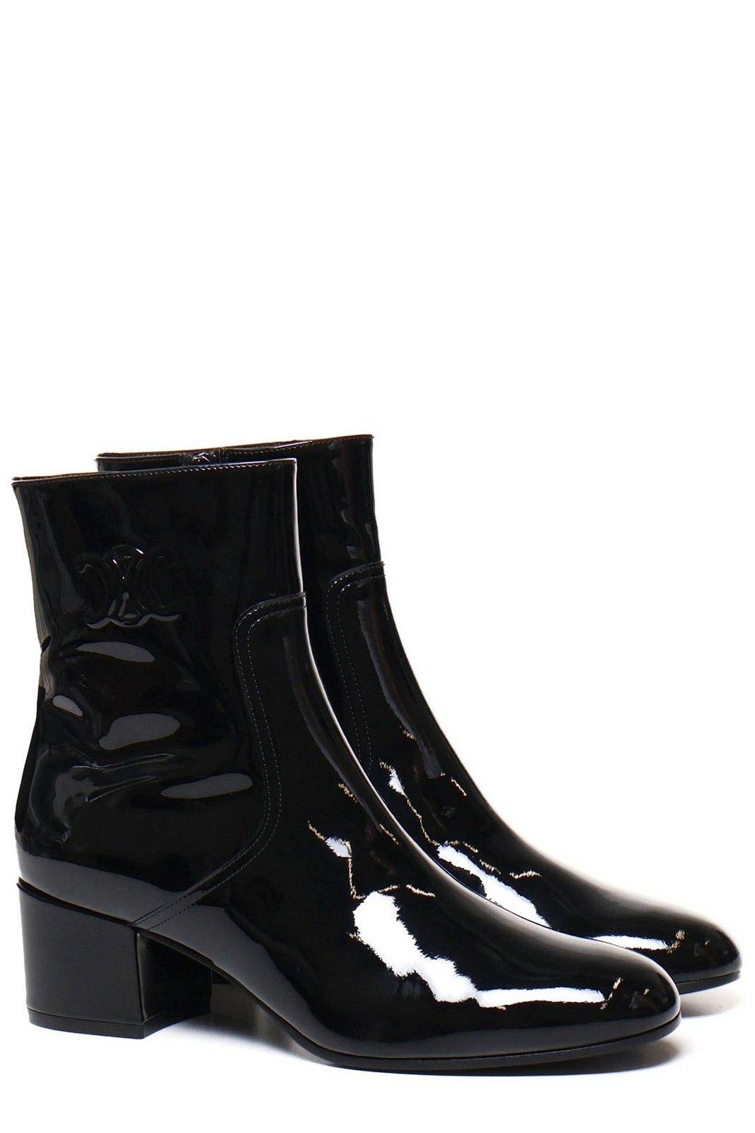 Shop Celine Triomphe Zip-up Boots In Black