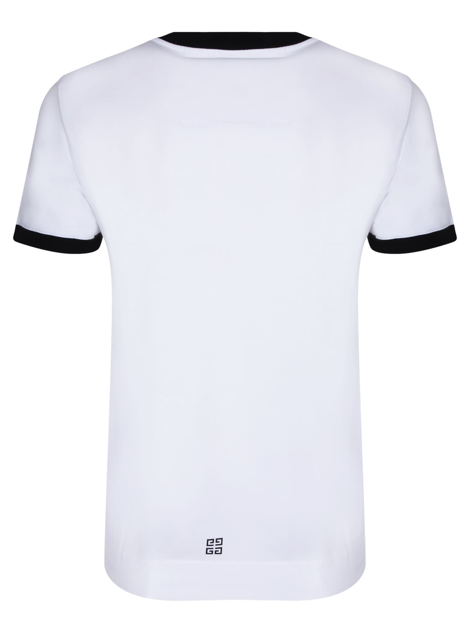 Shop Givenchy Ringer Logo Cotton T-shirt White Black