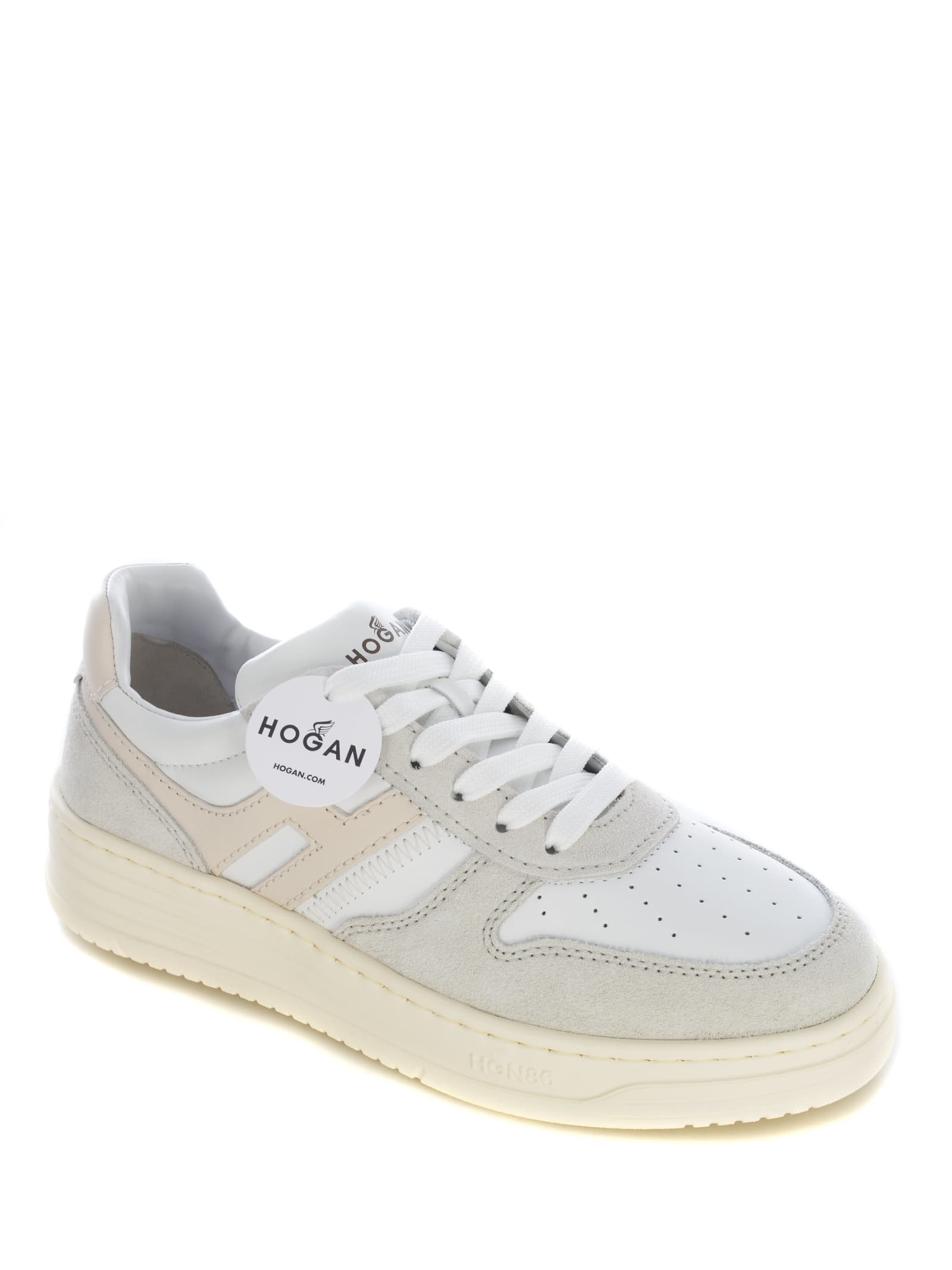 Shop Hogan Sneakers  H630 Made Of Leather In Bianco Grigio