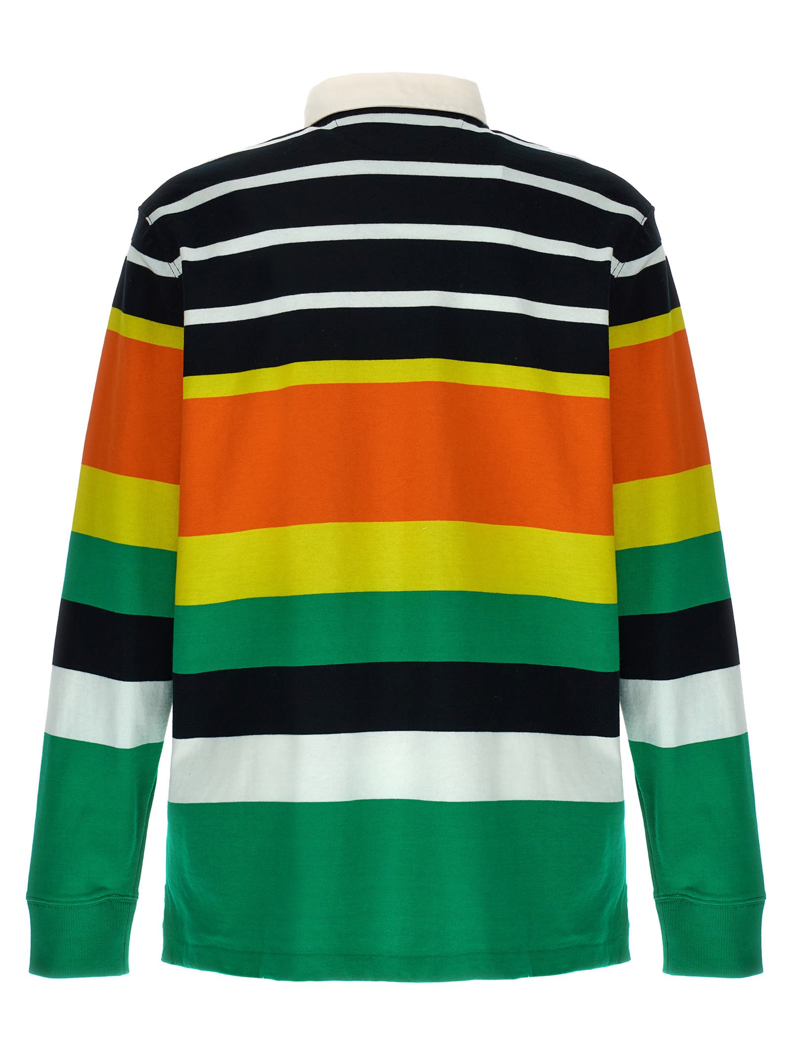 Shop Polo Ralph Lauren Logo Striped Polo Shirt In Multicolour