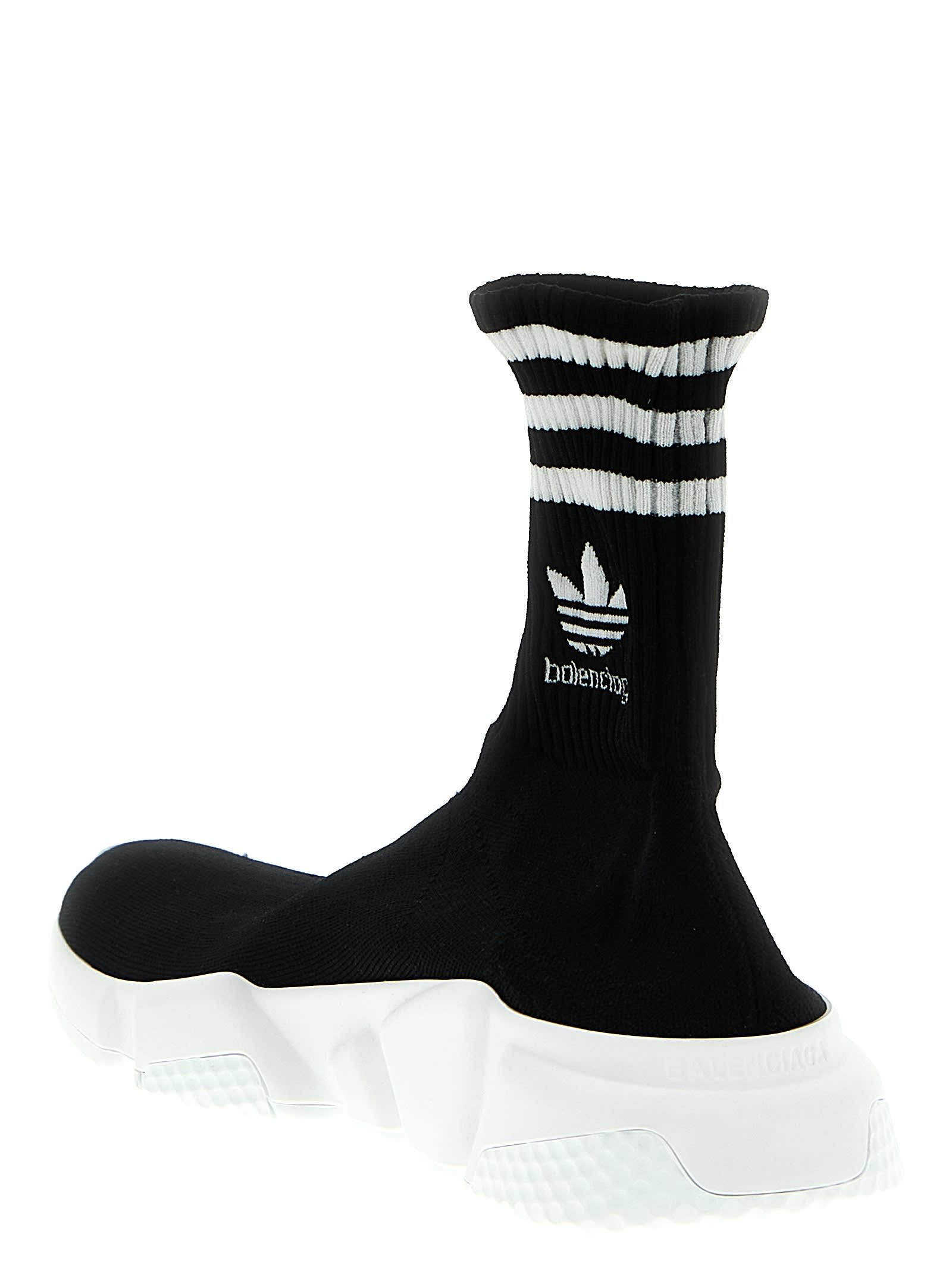 Shop Balenciaga X Adidas Speed Sneakers In White/black