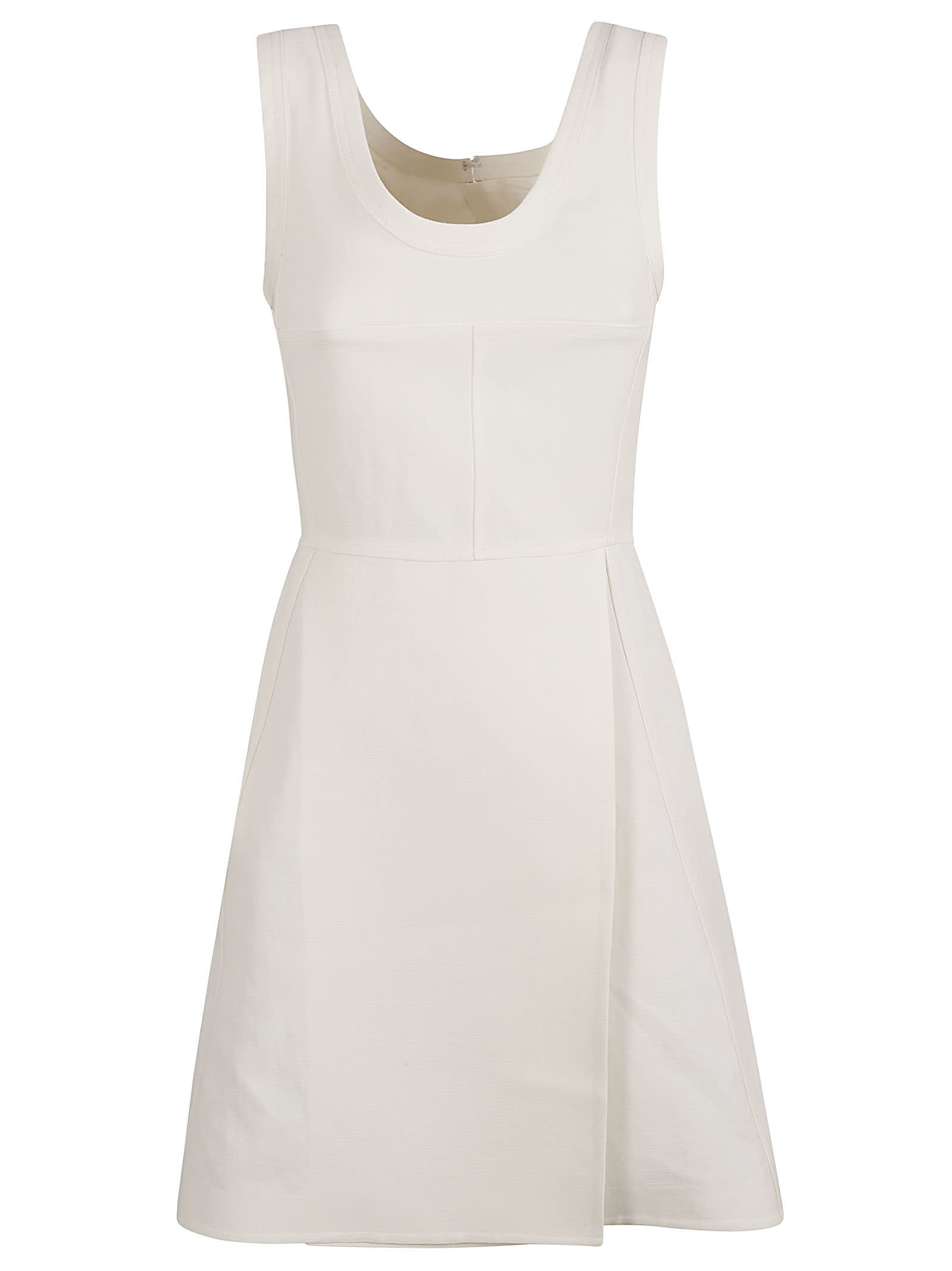 Jil Sander Textured Linen & Viscose Dress In Optic White