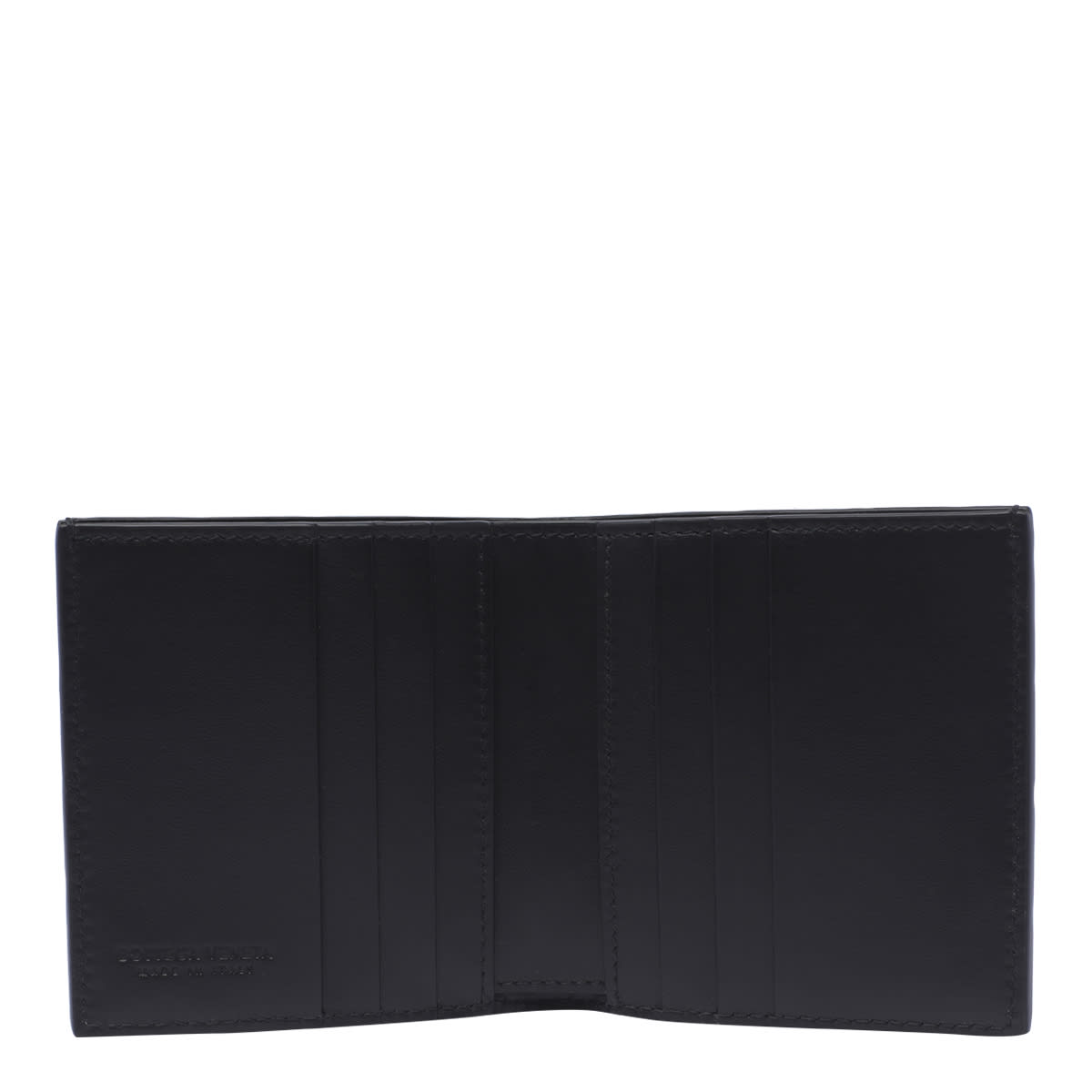 Bottega Veneta Navy Intrecciato Slim Bi-fold Wallet In Black