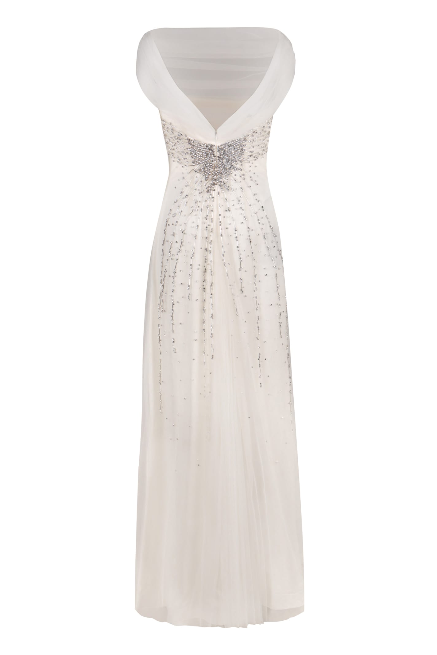 Shop Alberta Ferretti Long Tulle Dress In White