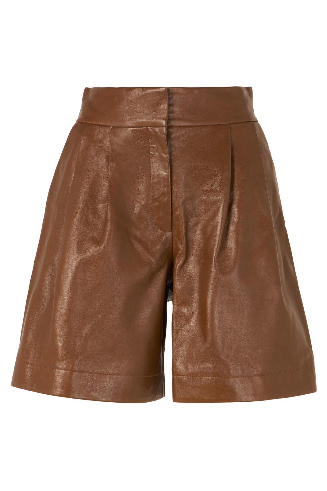 Leather Pleated Shorts Alberta Ferretti