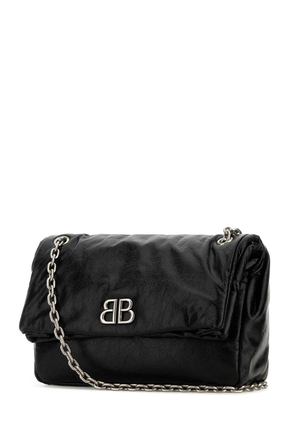 Shop Balenciaga Black Leather Medium Monaco Shoulder Bag