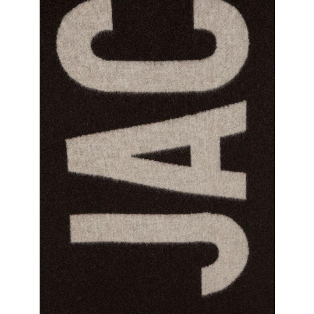 Shop Jacquemus Logo Jacquard Fringed Edge Scarf In Brown