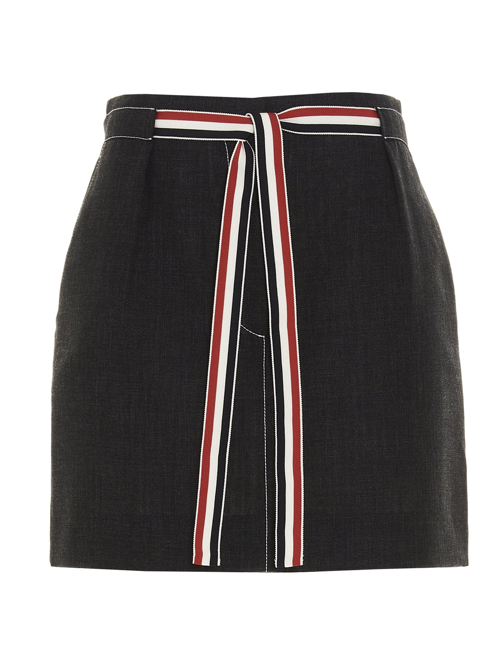 Thom Browne 2ply Fresco Tie Waist Mini Sack Skirt