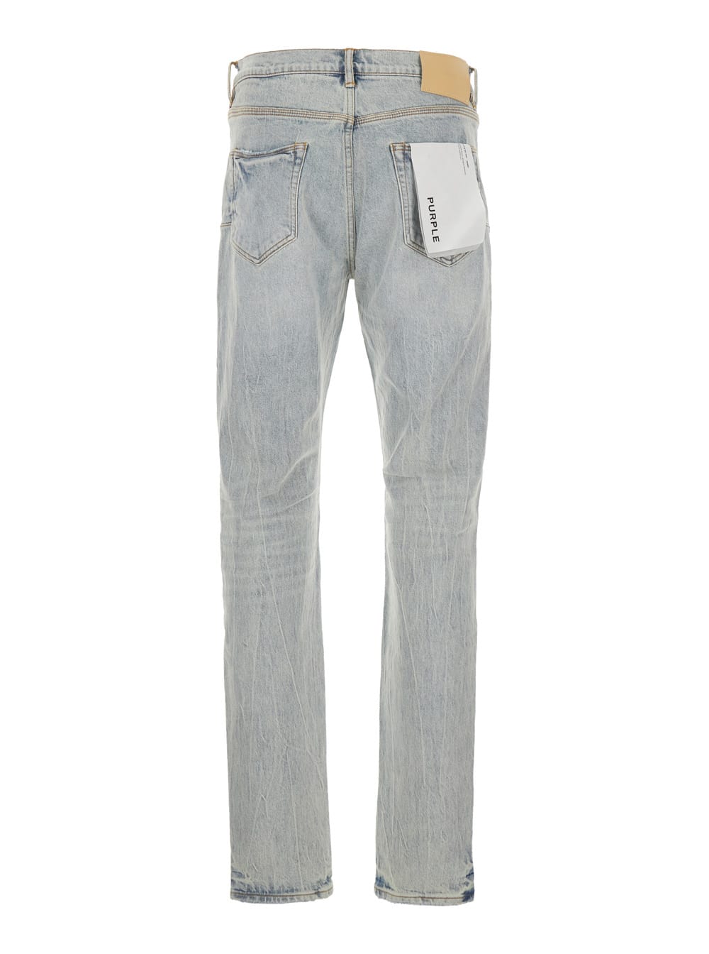 Purple Brand Light Blue Jeans With Belt Loops And Logo Patch On The Rear In Light Blue