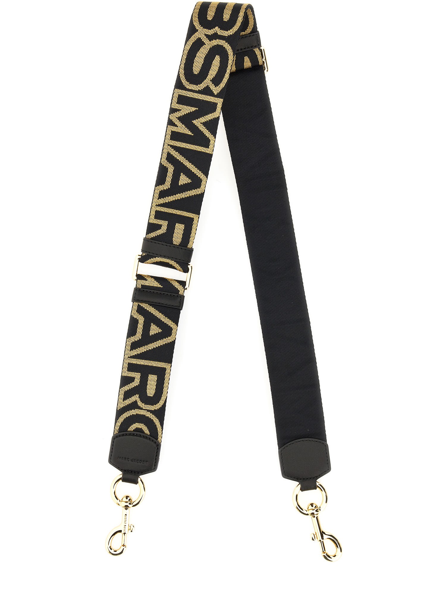 Marc Jacobs The Outline Logo Webbing Strap Accessories In Black/gold