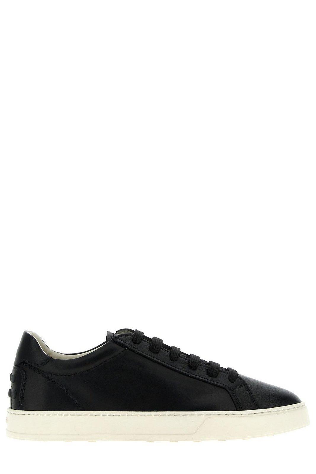 Shop Tod's Studded Logo Printed Lace-up Sneakers