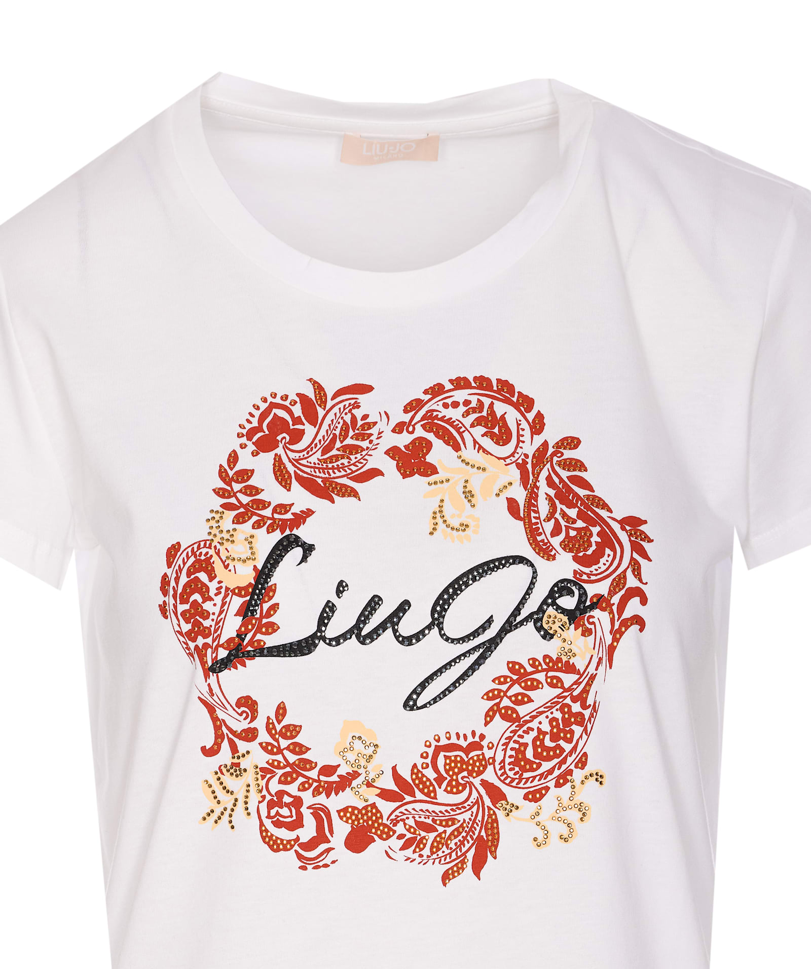 Liu •jo Crewneck Graphic Print Round Neck Short Sleeves In White